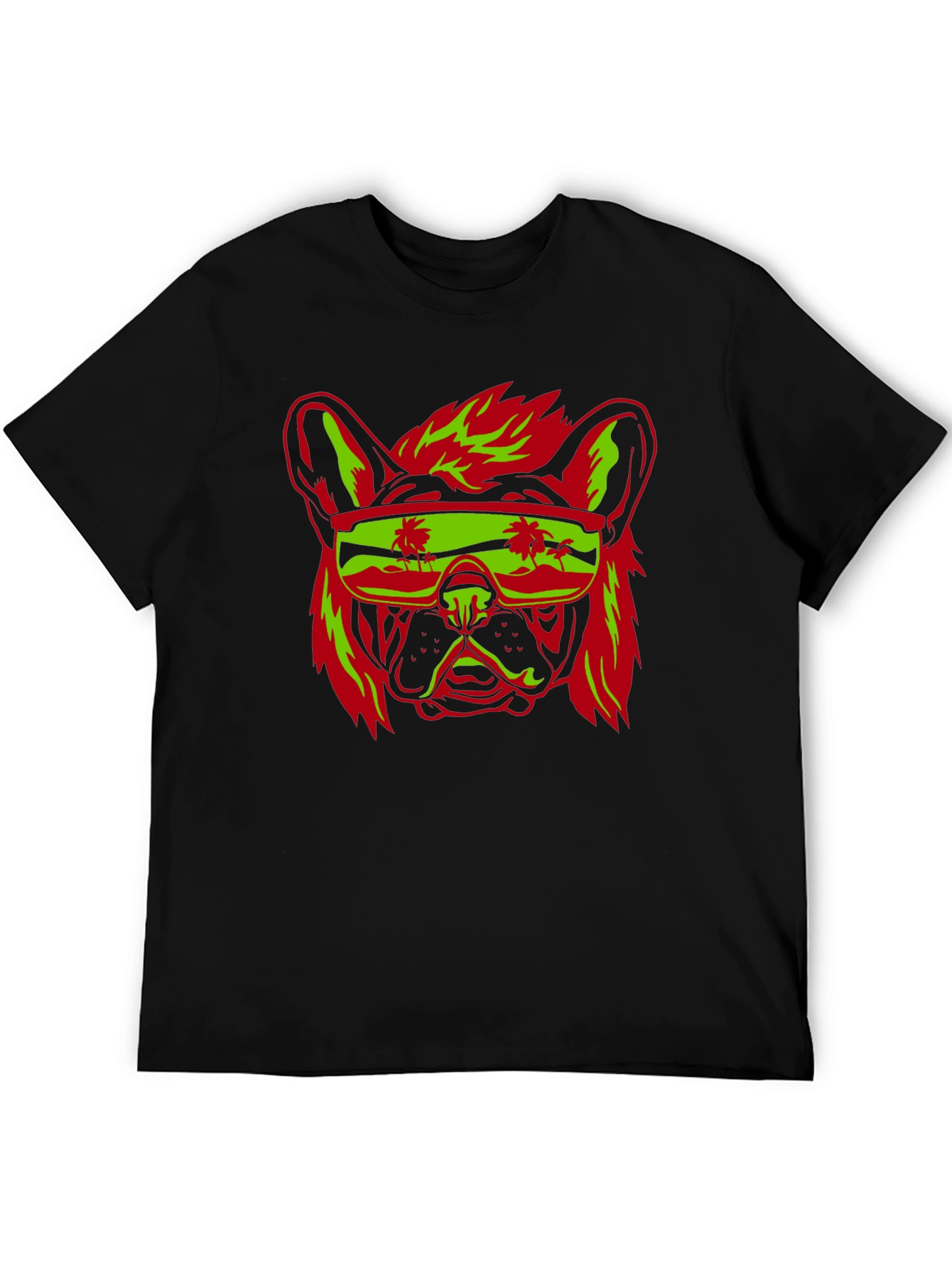 Black Cool Dog Graphic Print Black T-Shirt view 5