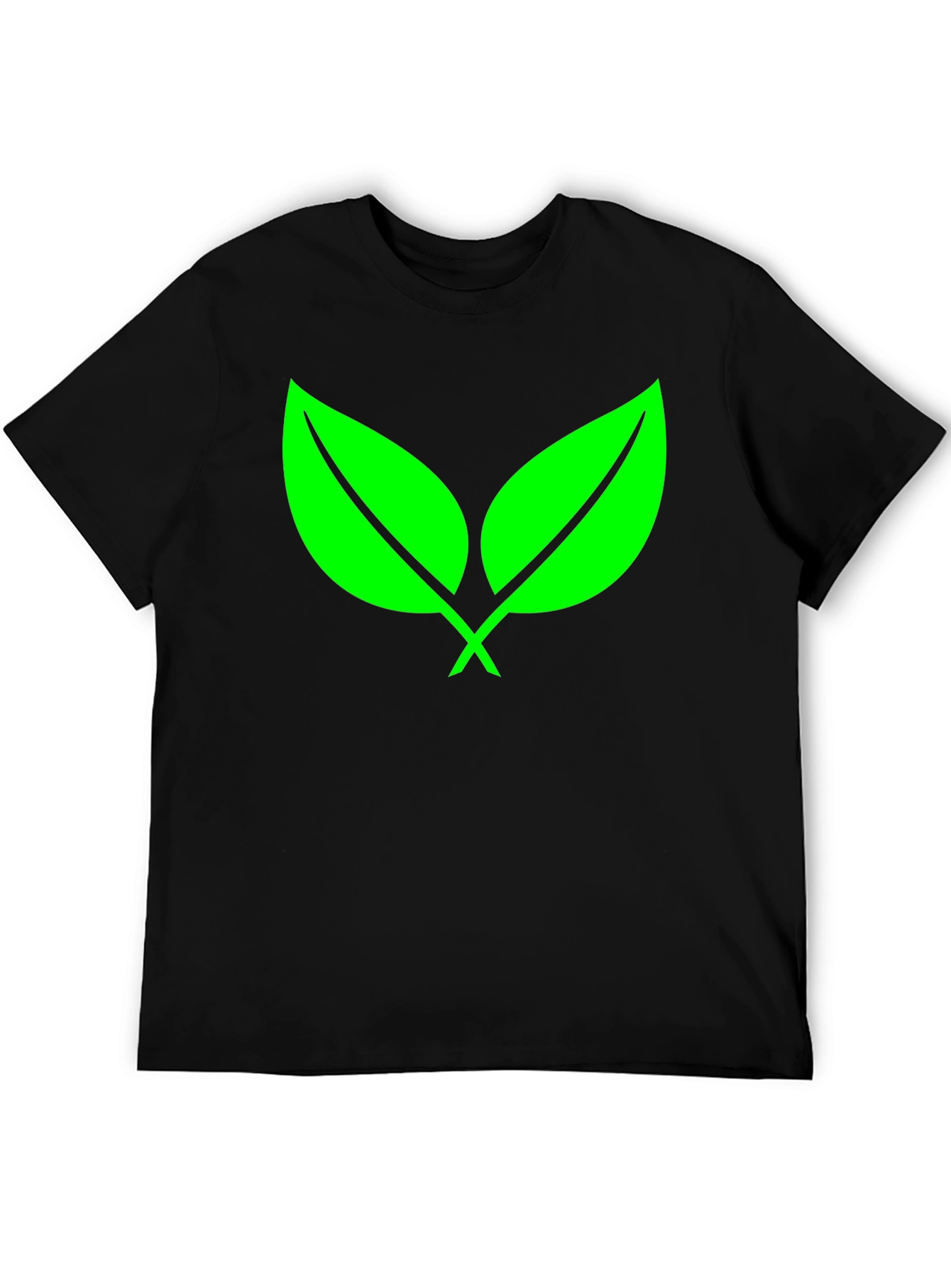 Black Eco-Friendly Green Leaf Black T-Shirt view 5