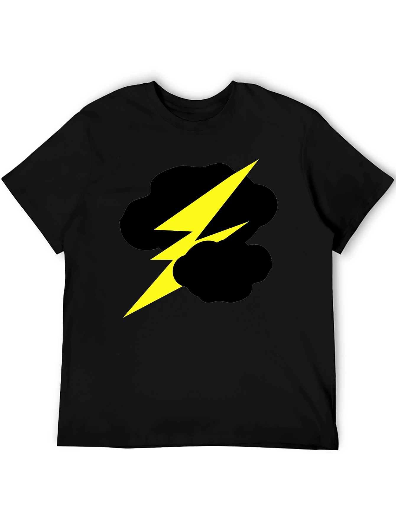 Black Lightning Bolt Cloud Graphic Black T-Shirt view 5
