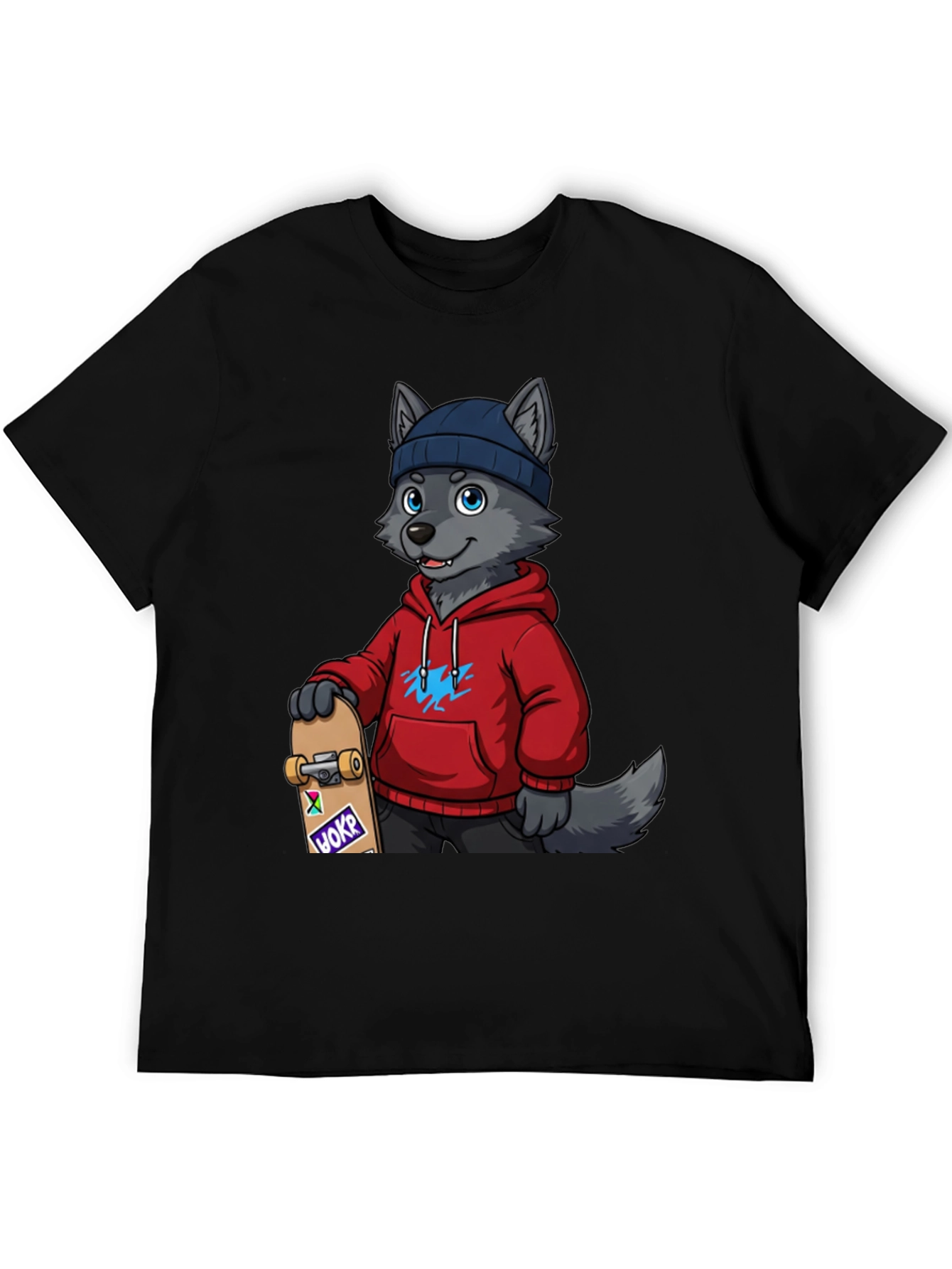 Black Skater Wolf Graphic Tee - Cool & Unique Design view 5