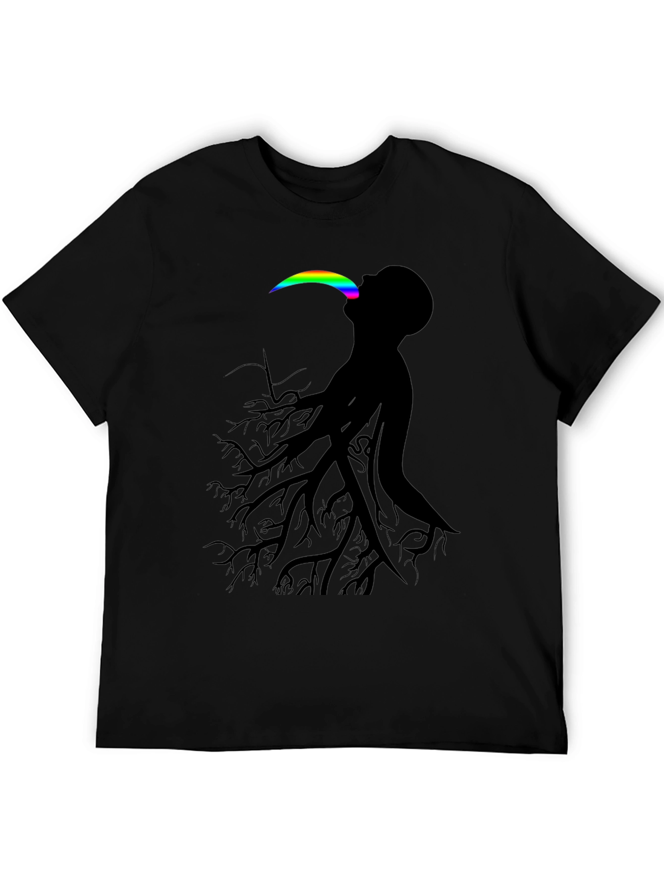 Black Abstract Tree Man Graphic Tee - Black view 5