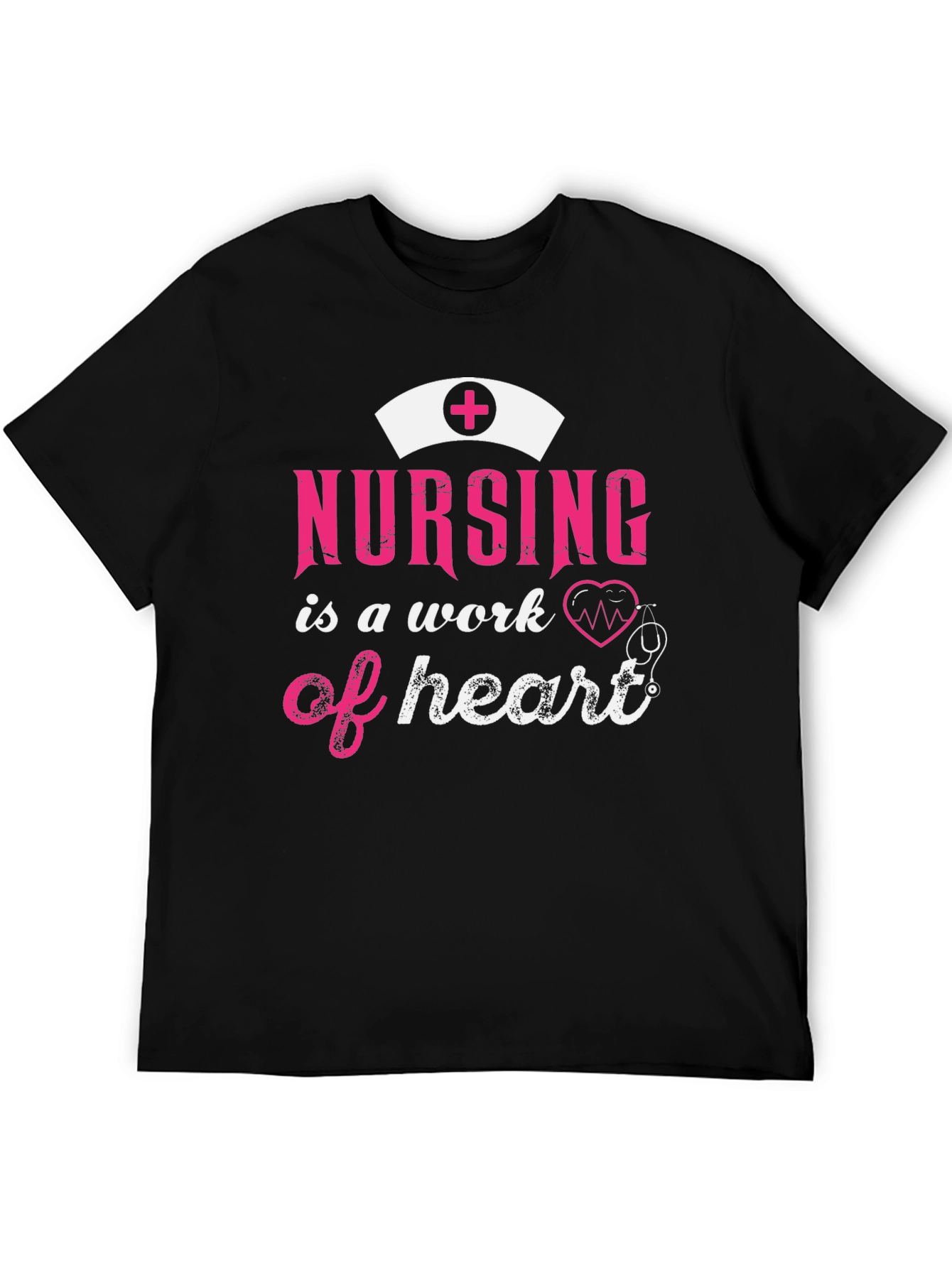 Black Nursing is a Work of Heart Graphic Tee view 5