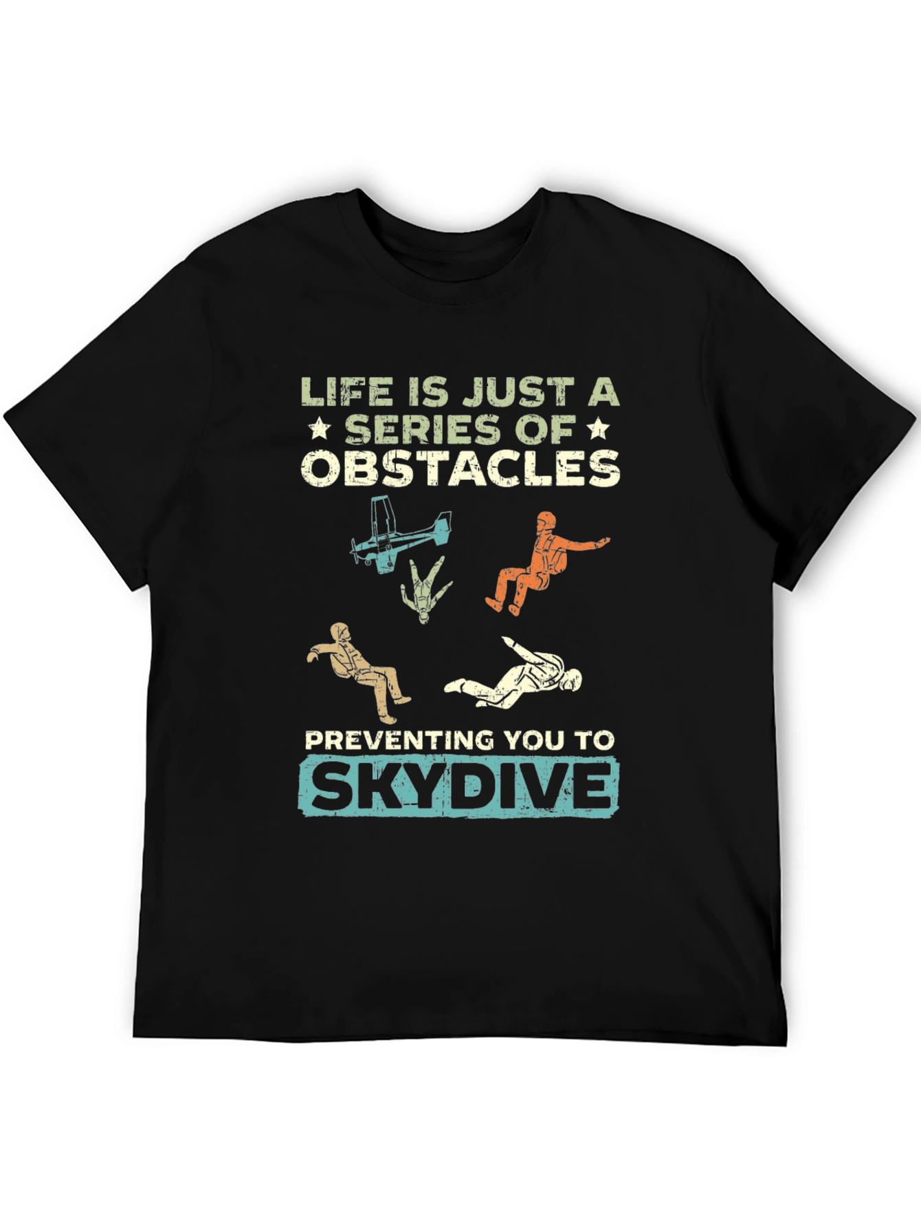 Black Life Obstacles Skydive Graphic T-Shirt view 5