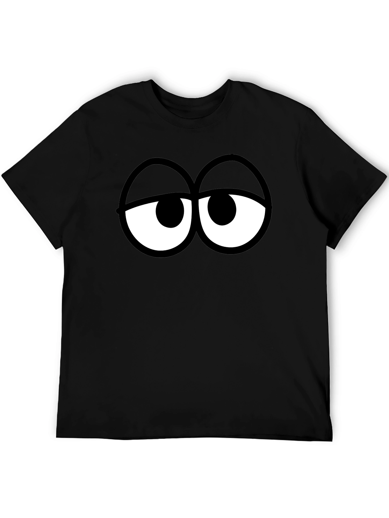 Black Funny Cartoon Eyes Black T-Shirt view 5
