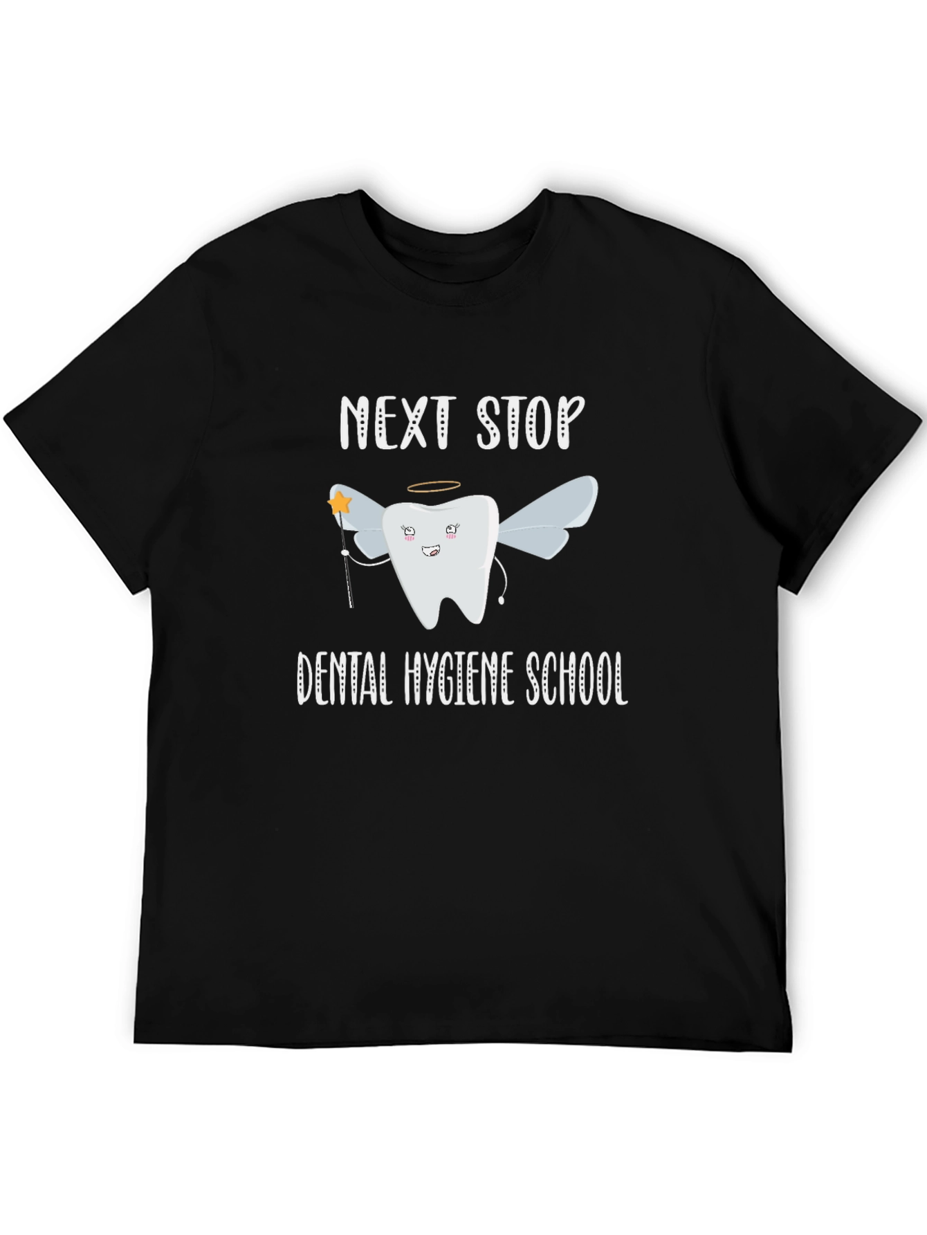 Black Dental Hygiene School T-Shirt - Tooth Fairy Design view 5