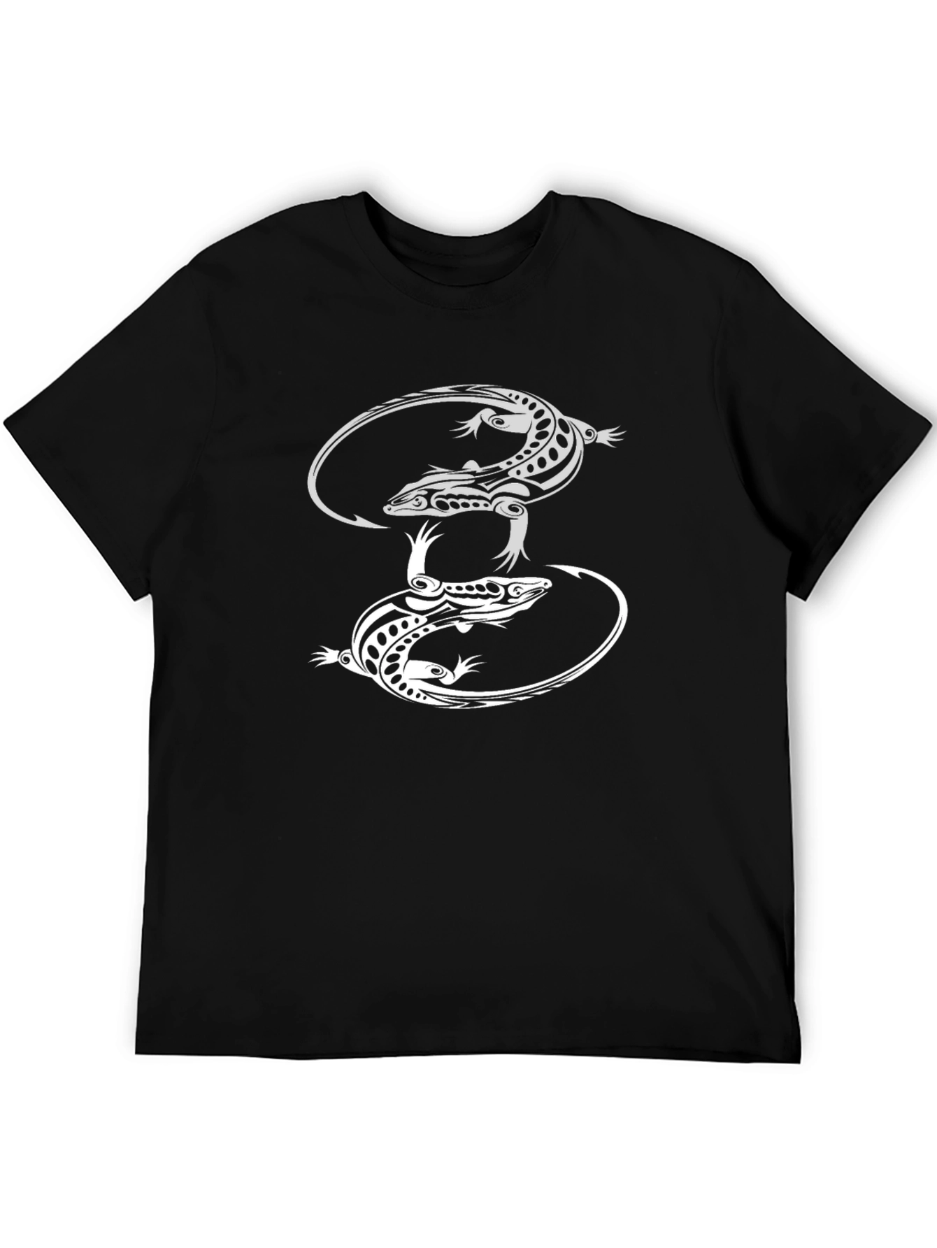 Black Black T-Shirt with Lizard Design view 5