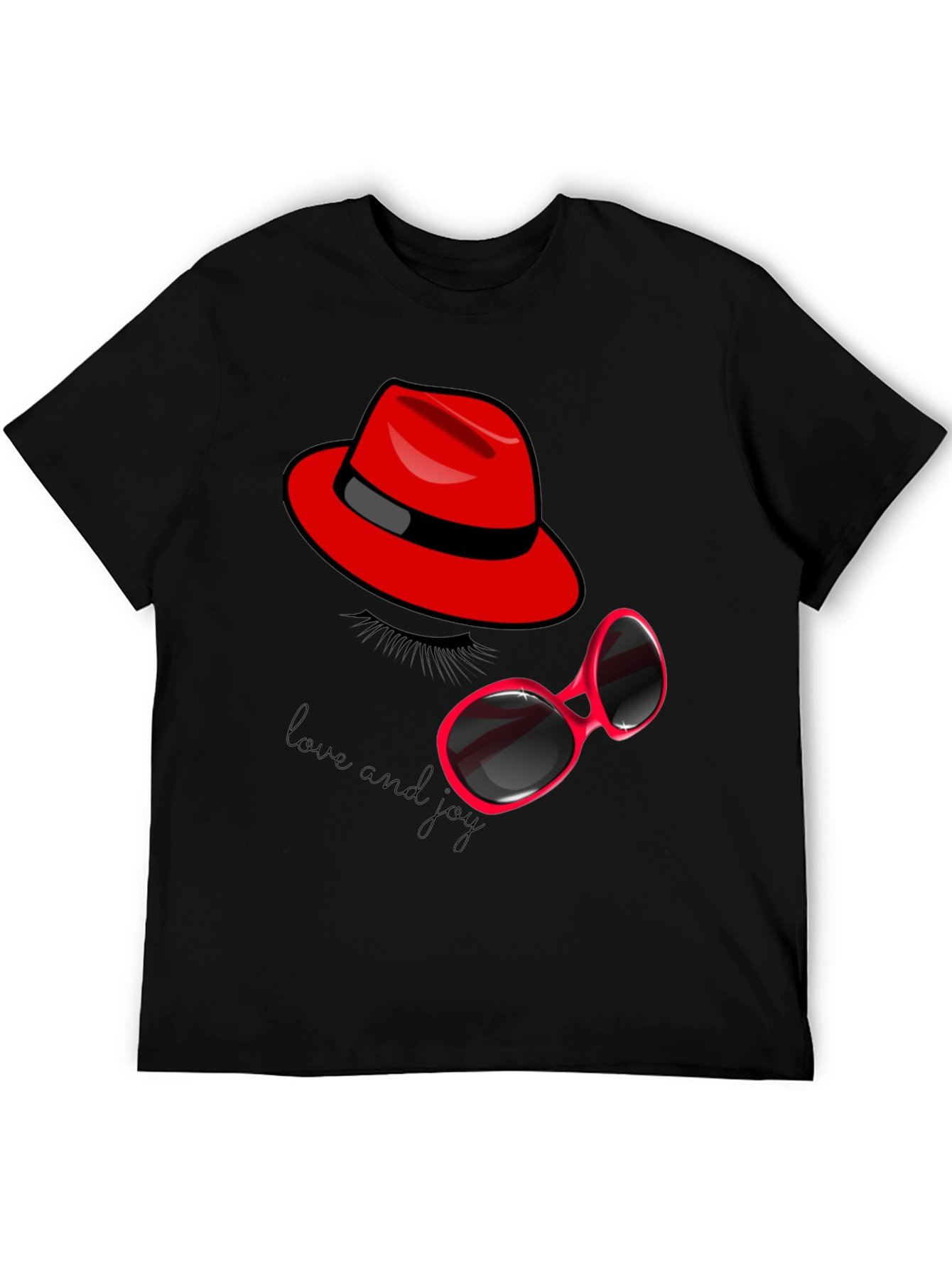 Black Red Hat & Sunglasses Graphic Tee view 5