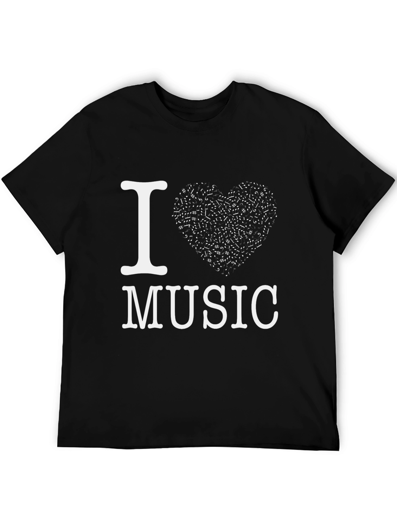 Black I Heart Music Graphic Tee - Black Cotton Blend view 5