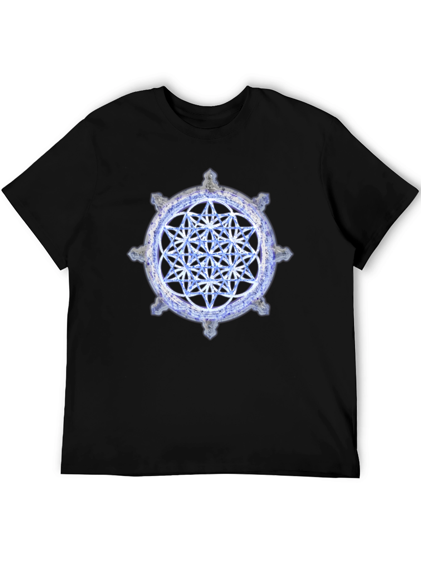 Black Geometric Pattern Black T-Shirt view 5