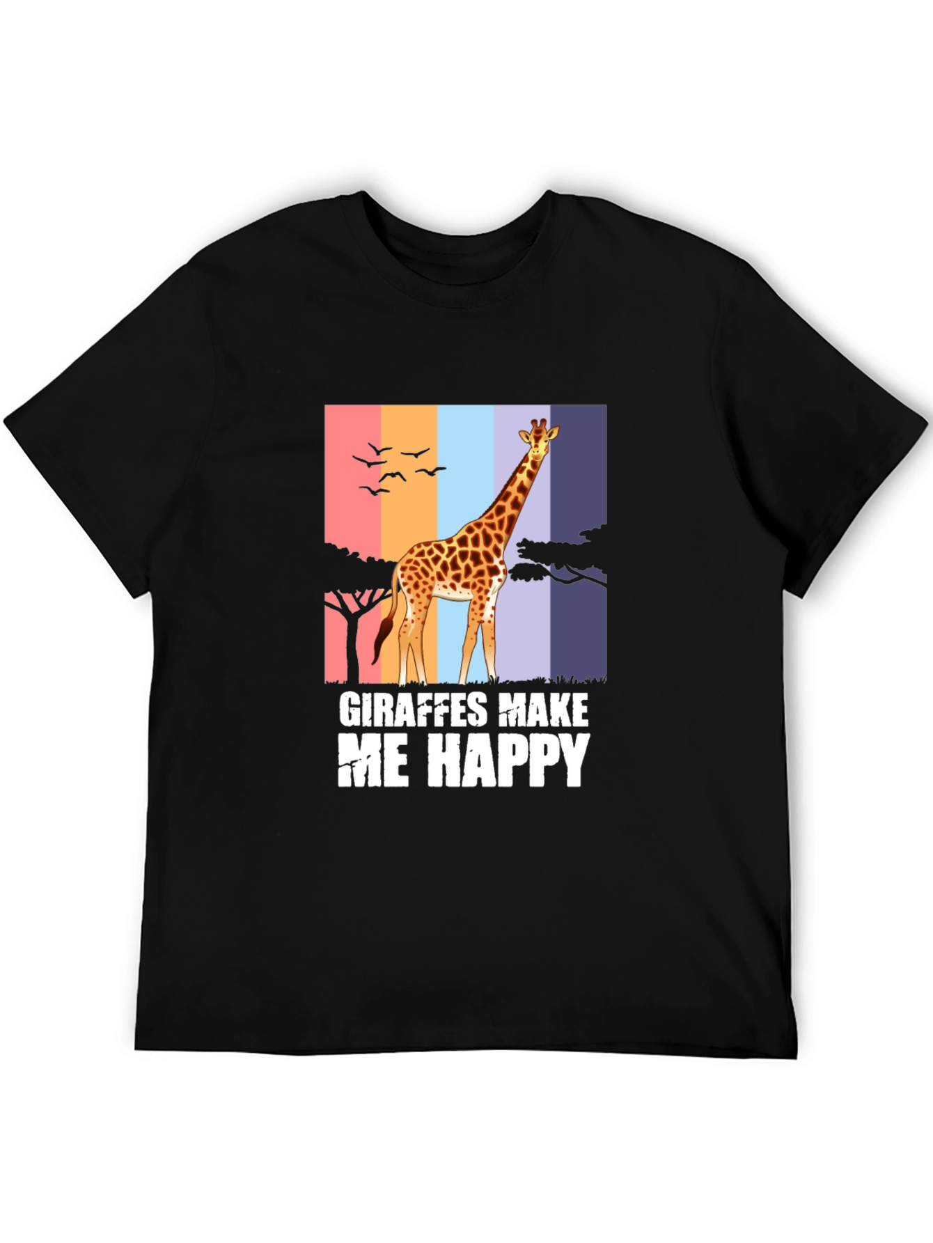 Black Giraffes Make Me Happy Graphic Tee view 5