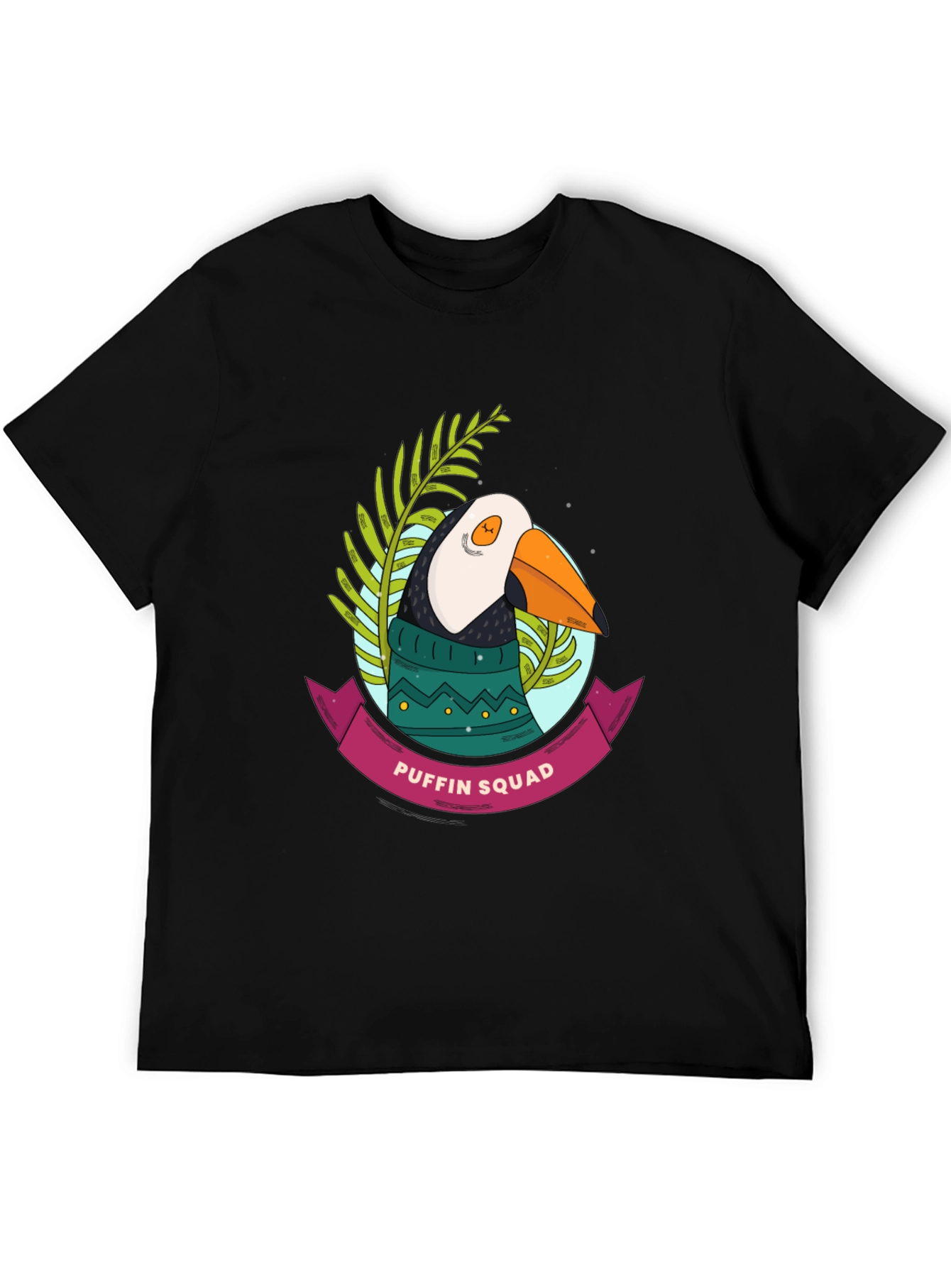 Black Puffin Squad Graphic Tee - Novelty Bird T-Shirt view 5