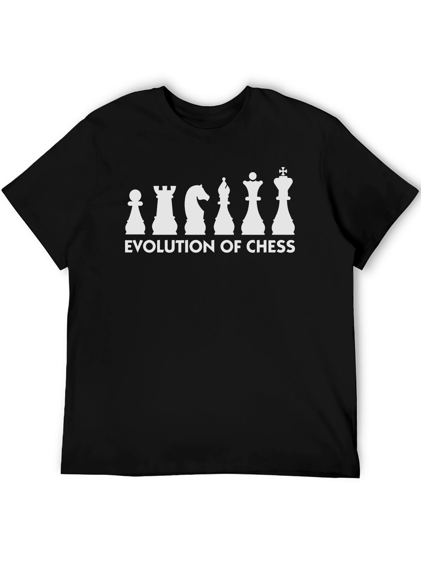 Black Evolution of Chess Graphic Tee - Black Cotton view 5