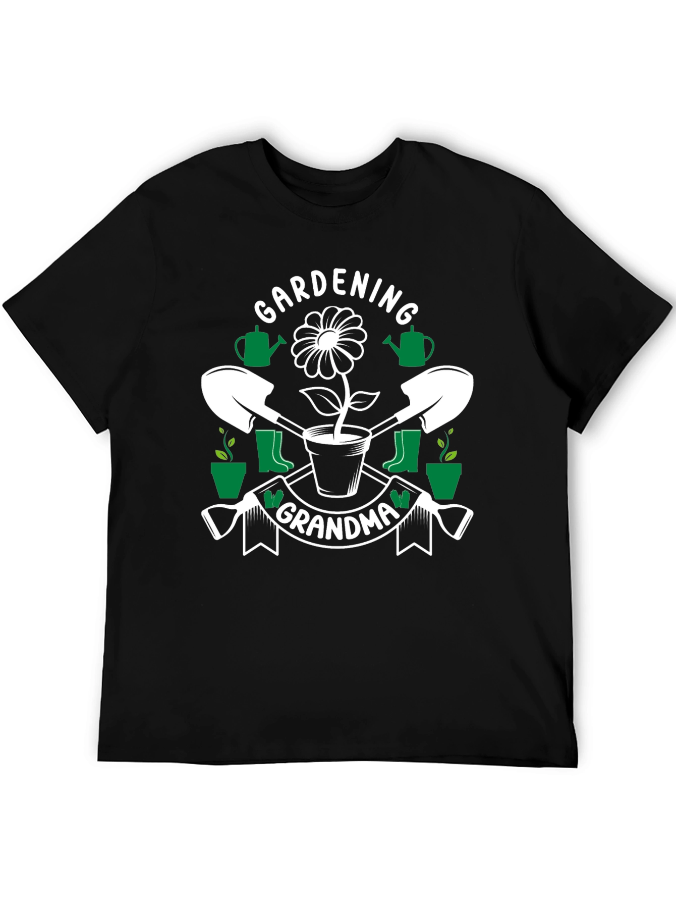 Black Gardening Grandma T-Shirt - Floral Design view 5