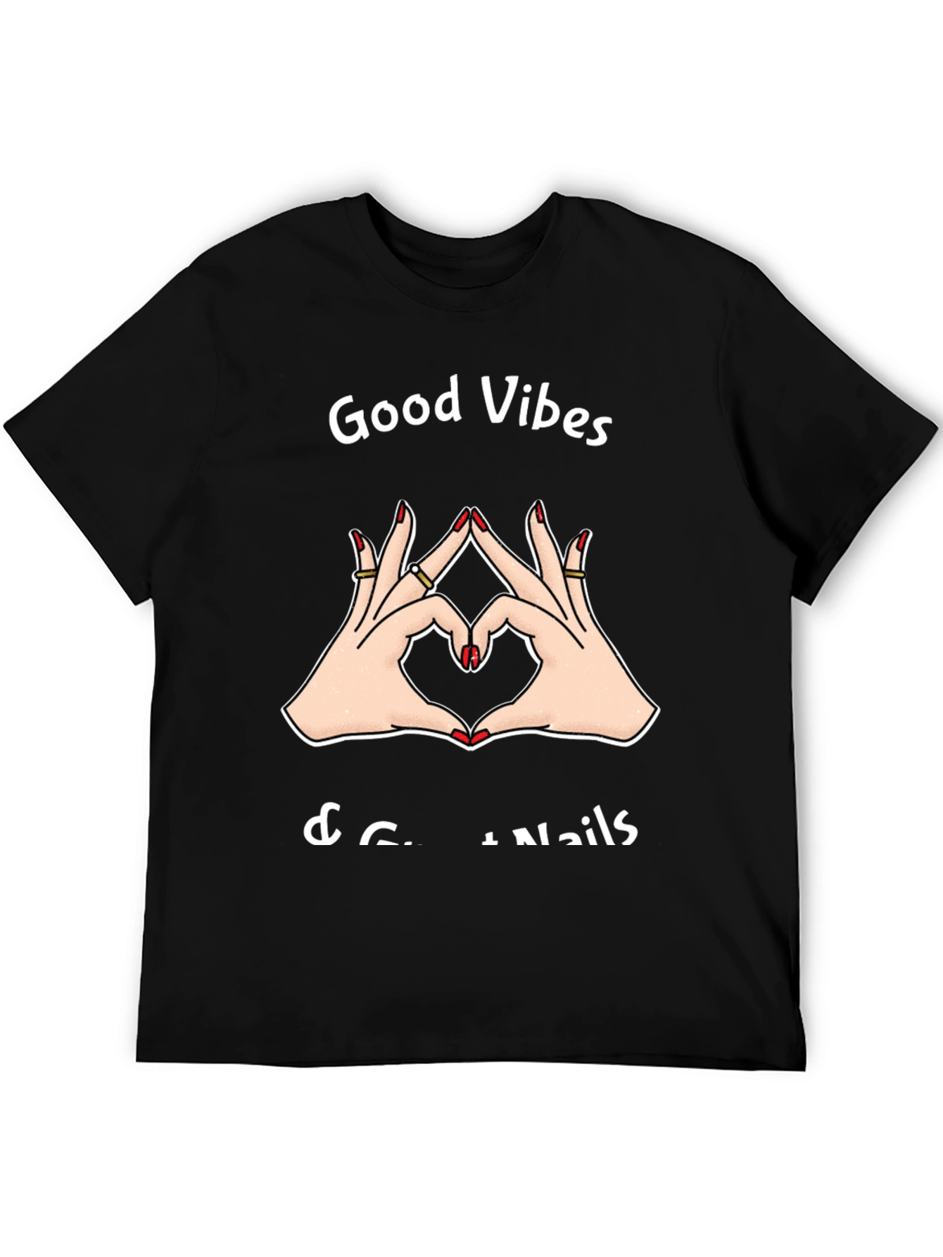 Black Good Vibes & Great Nails T-Shirt view 5