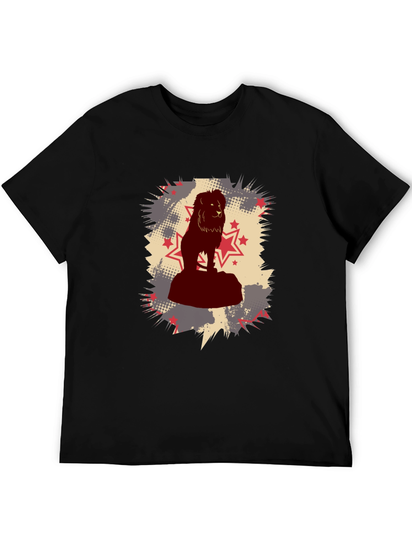 Black Lion Star Graphic Black T-Shirt view 5