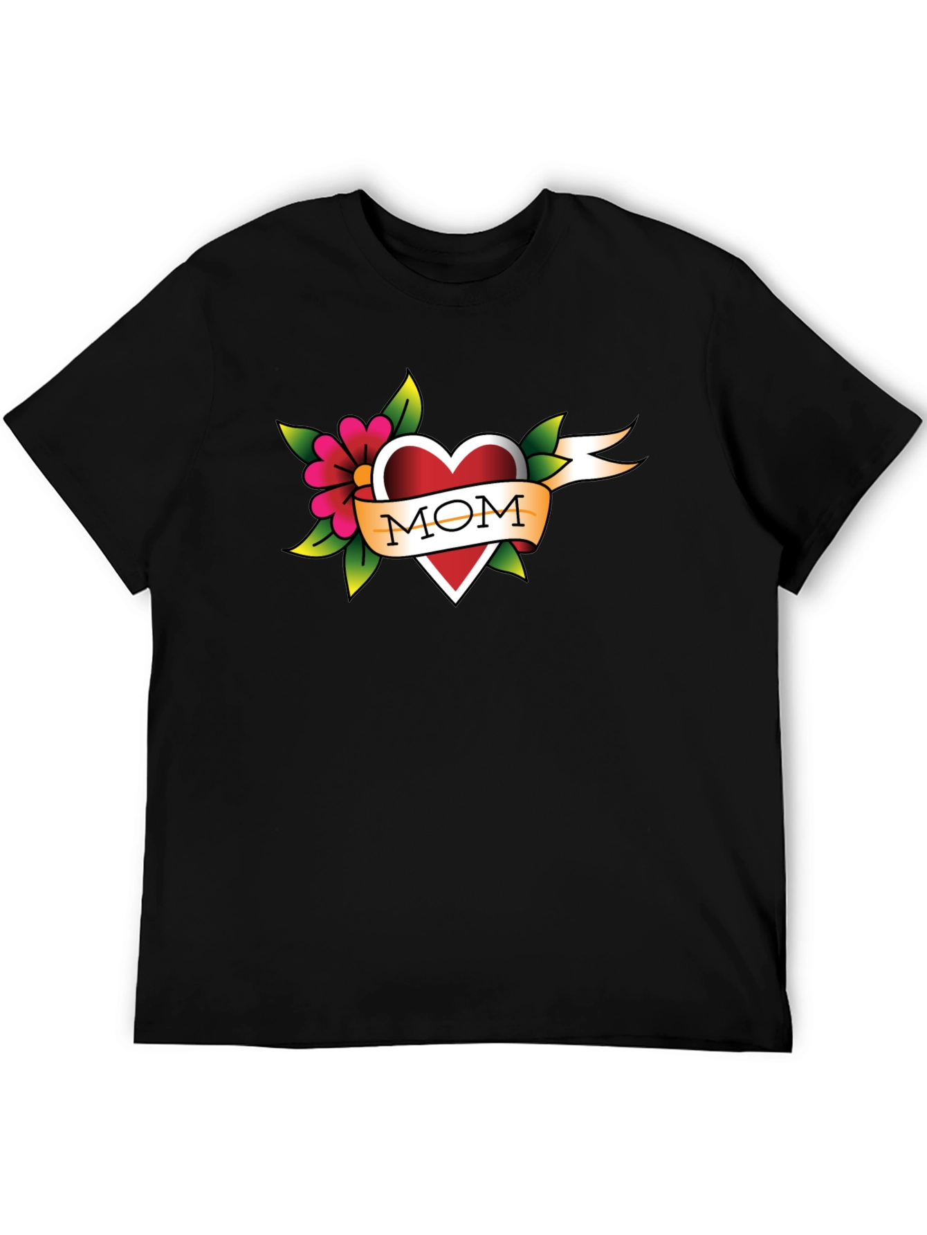 Black Mom Tattoo Style Heart T-Shirt view 5