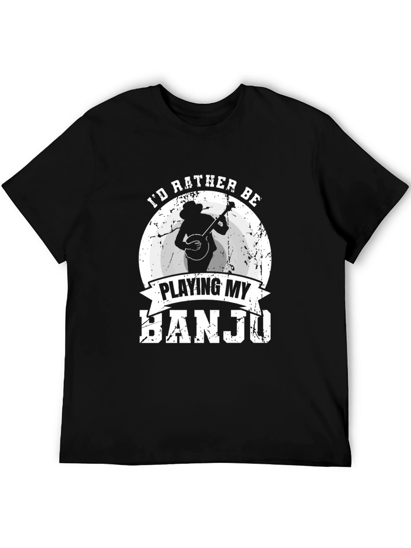 Black I'd Rather Be Playing My Banjo T-Shirt view 5