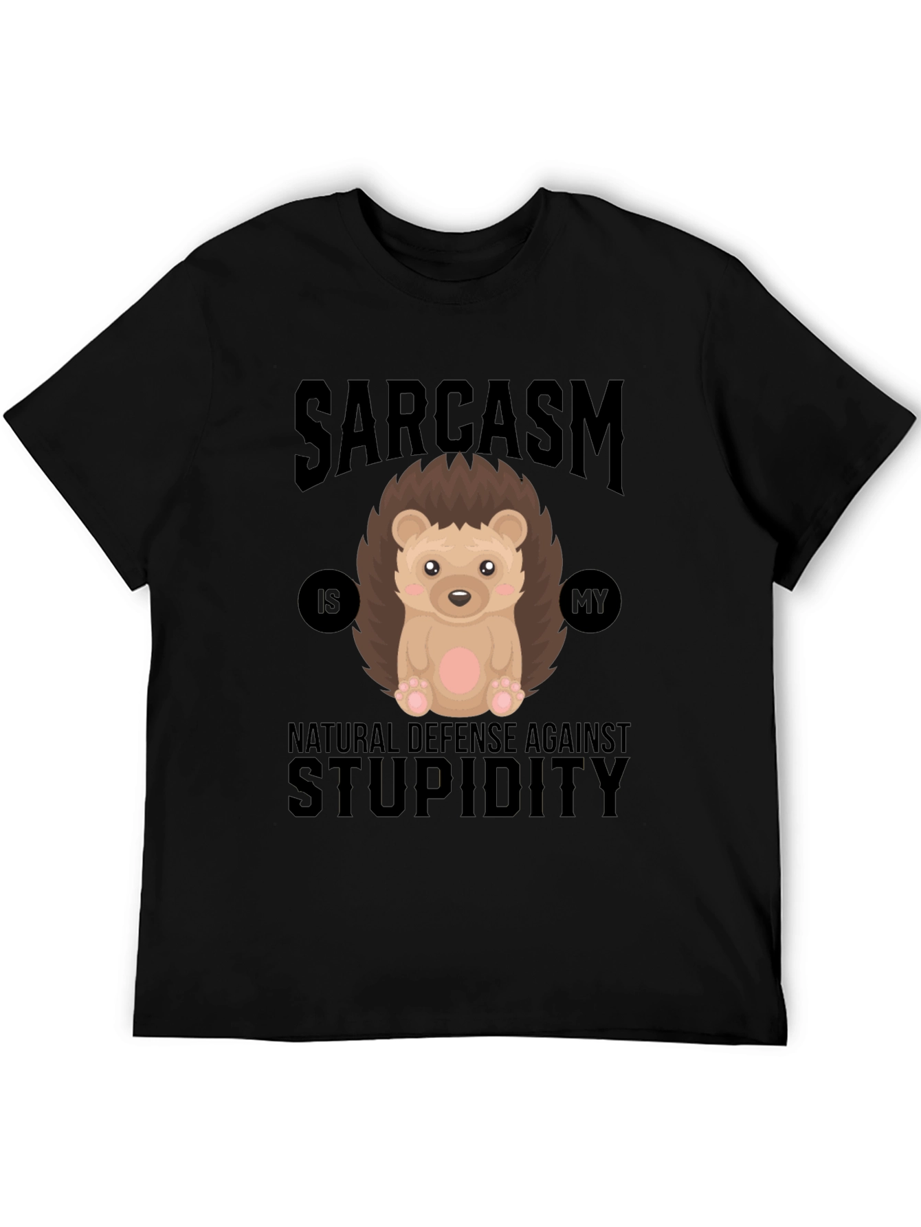 Black Sarcasm Hedgehog T-Shirt - Natural Defense view 5