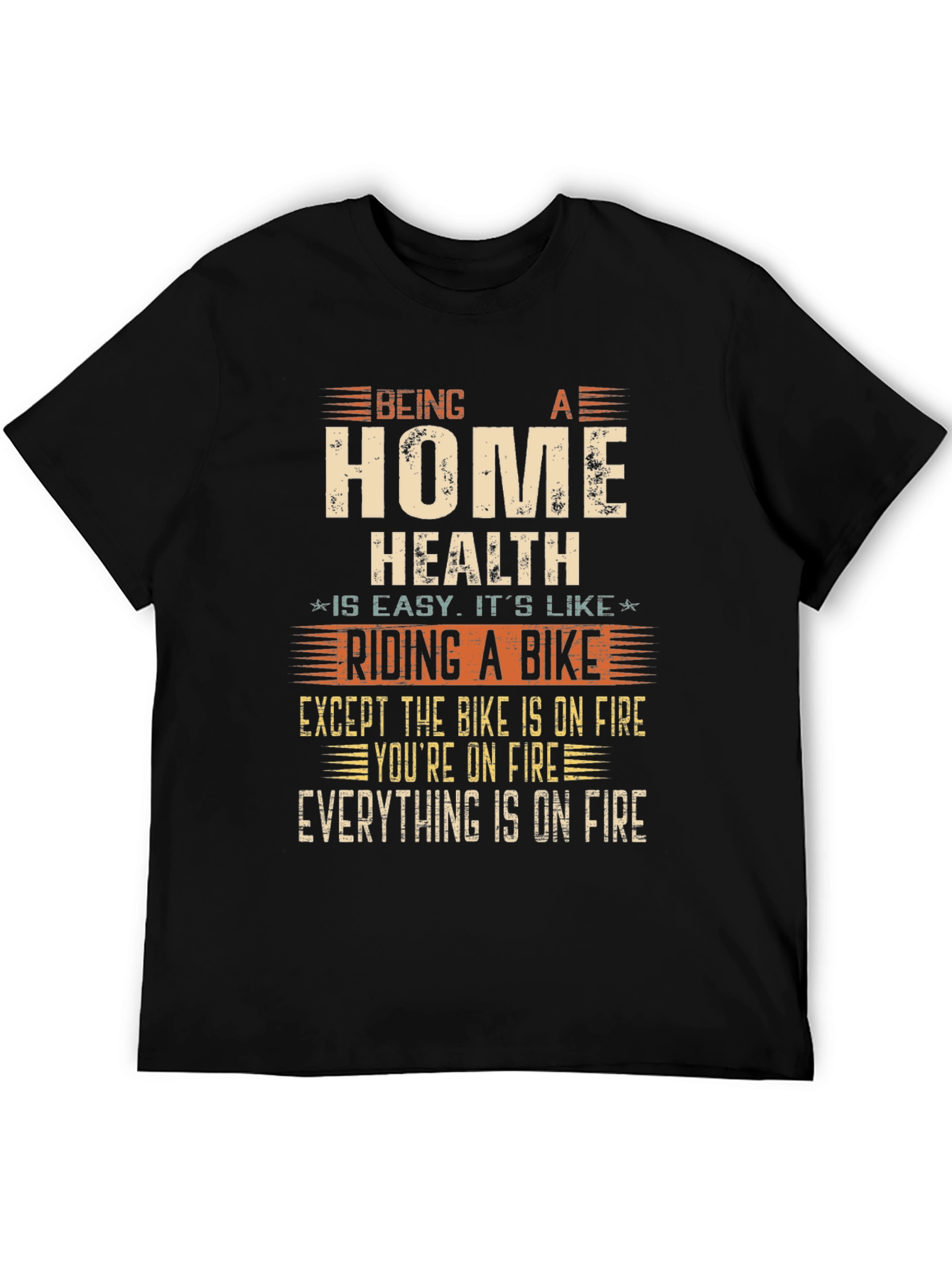 Black Home Health Riding a Bike T-Shirt view 5