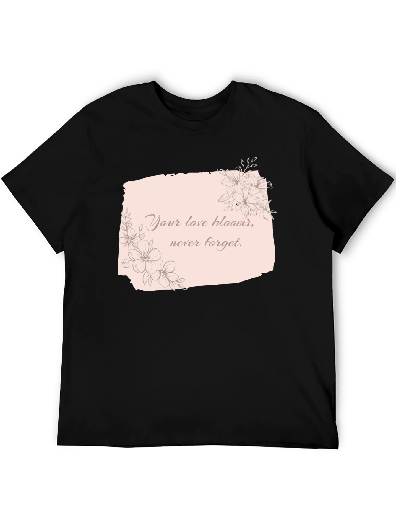 Black Floral Love Blooms T-Shirt view 5