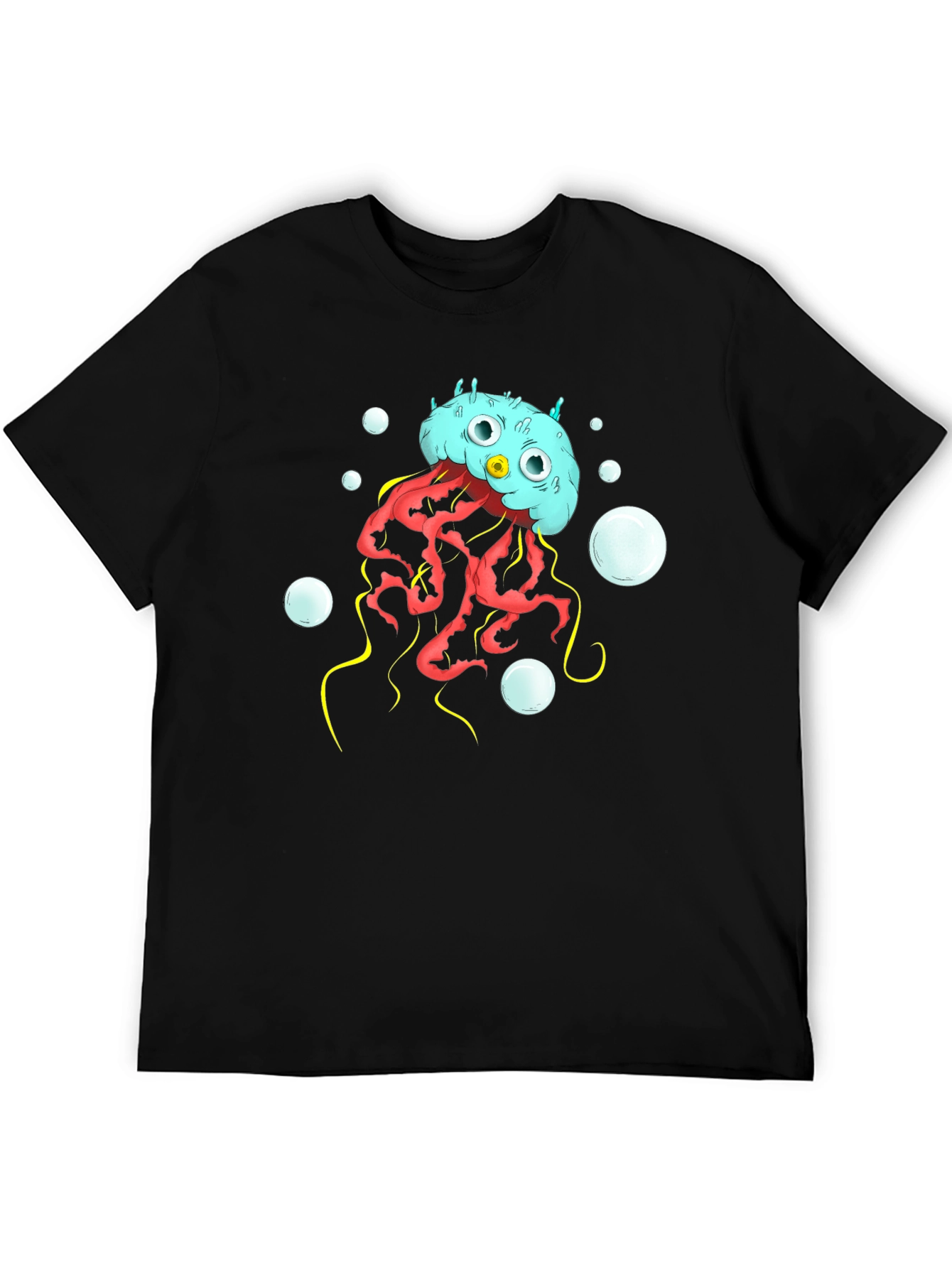 Black Cartoon Jellyfish Graphic T-Shirt view 5