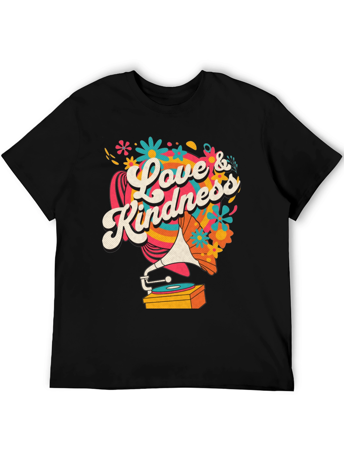 Black Love & Kindness Graphic Tee - Retro Record Player view 5