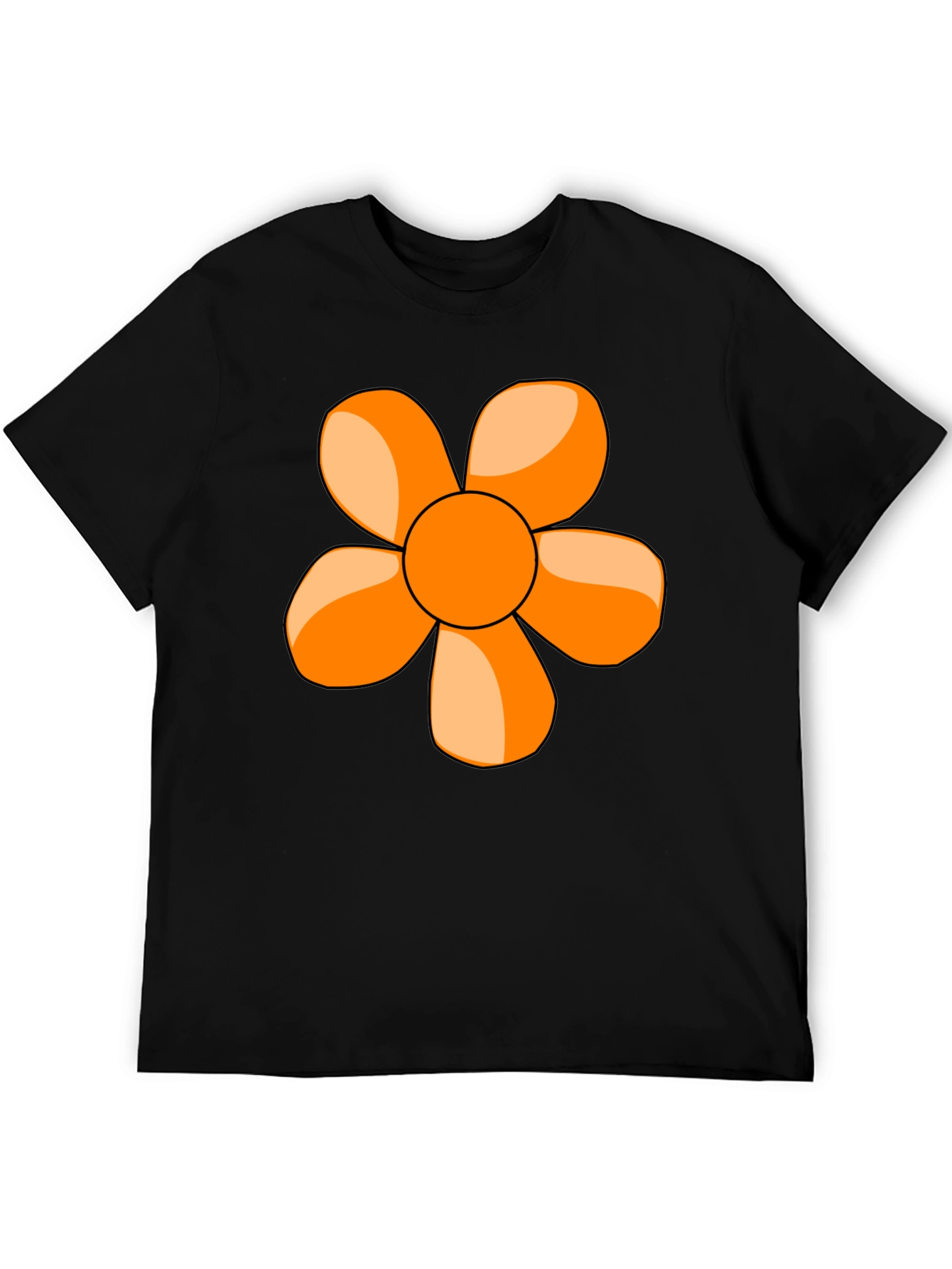 Black Retro Flower Graphic Tee - Black Cotton Blend T-Shirt view 5