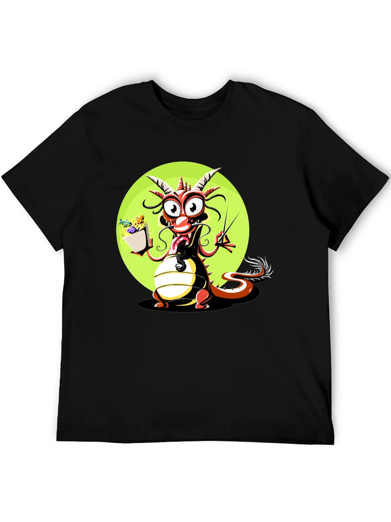 Black Dragon with Noodles Graphic T-Shirt view 5