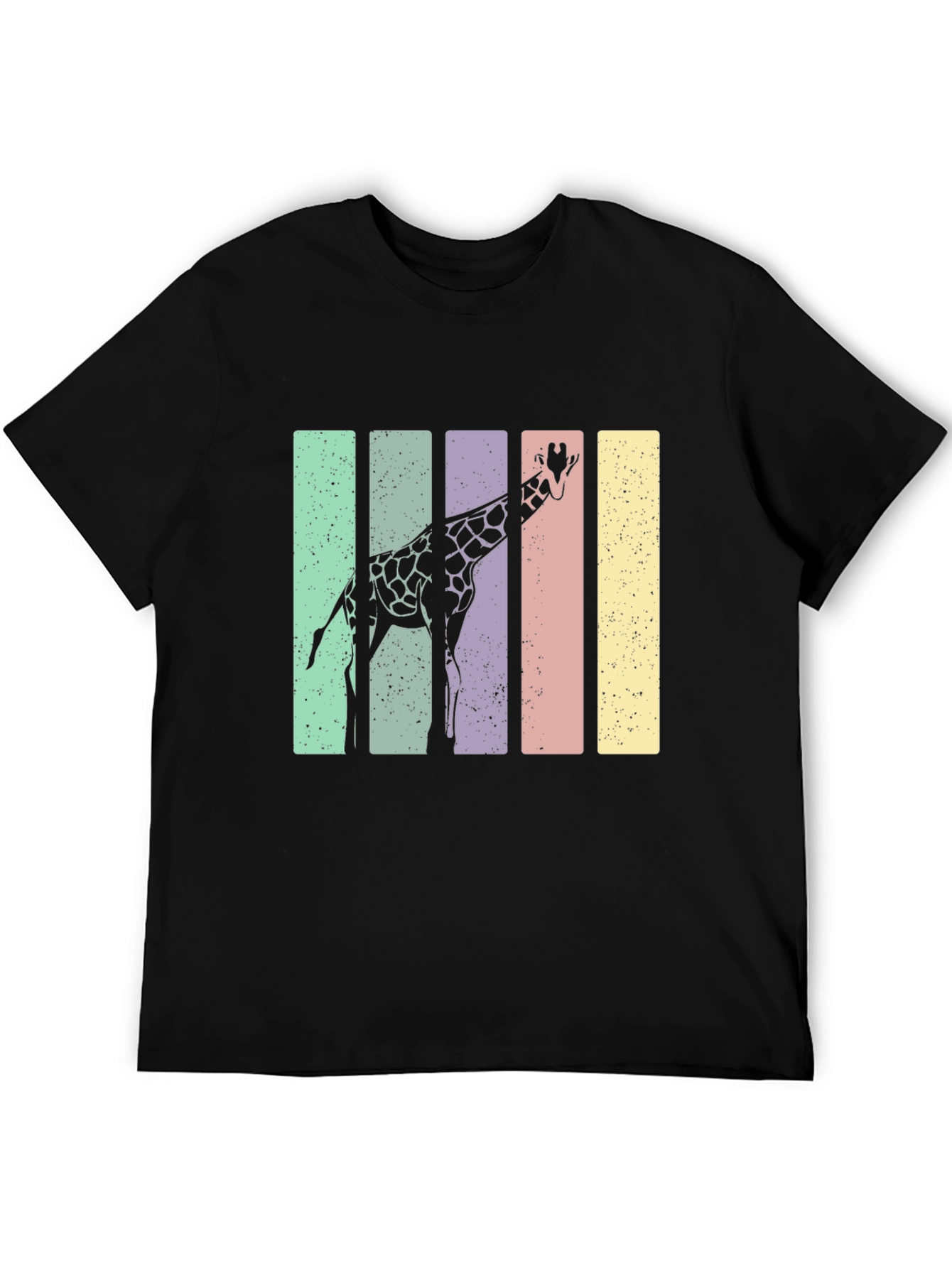Black Giraffe Retro Stripes Graphic Tee view 5
