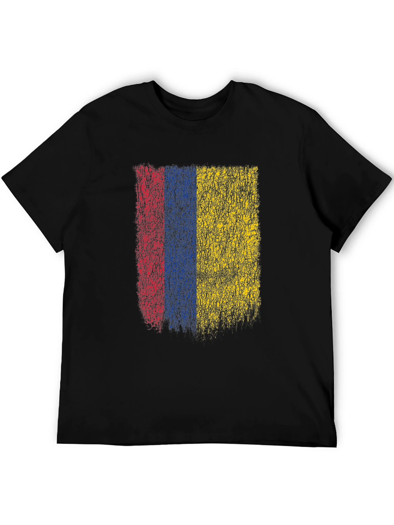 Black Colombia Flag Grunge Graphic T-Shirt - Black Cotton Tee view 5