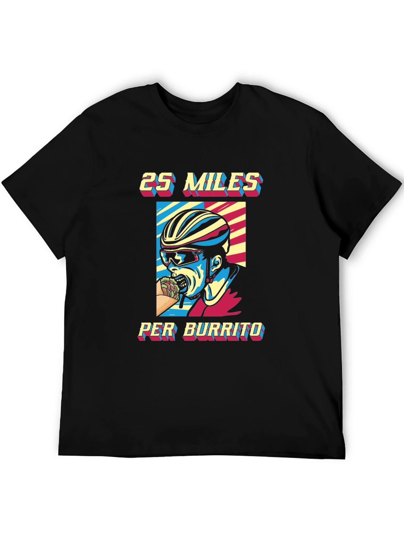 Black 25 Miles Per Burrito Graphic T-Shirt view 5