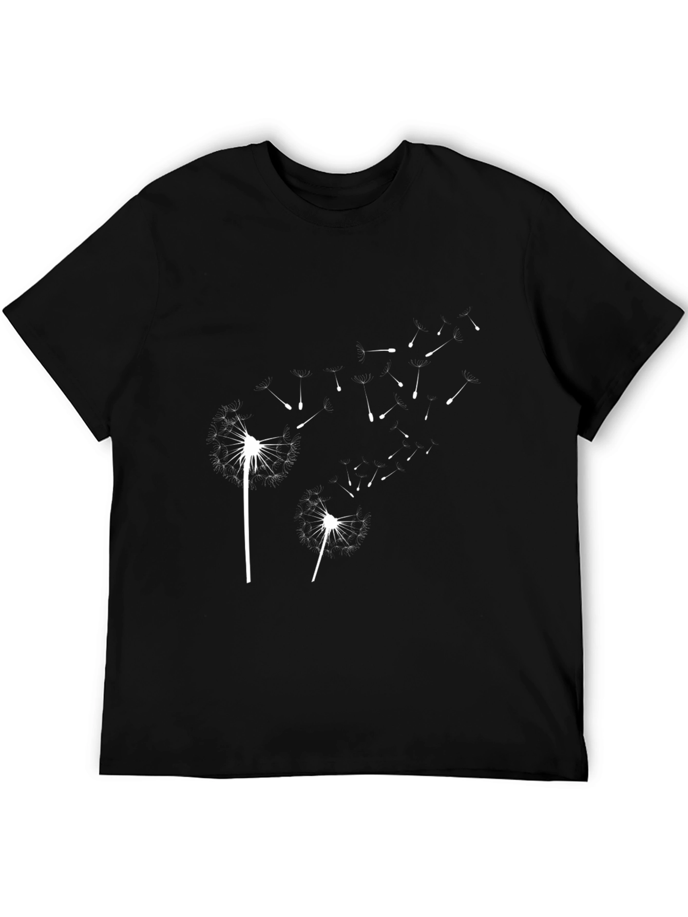 Black Dandelion Print Black T-Shirt view 5