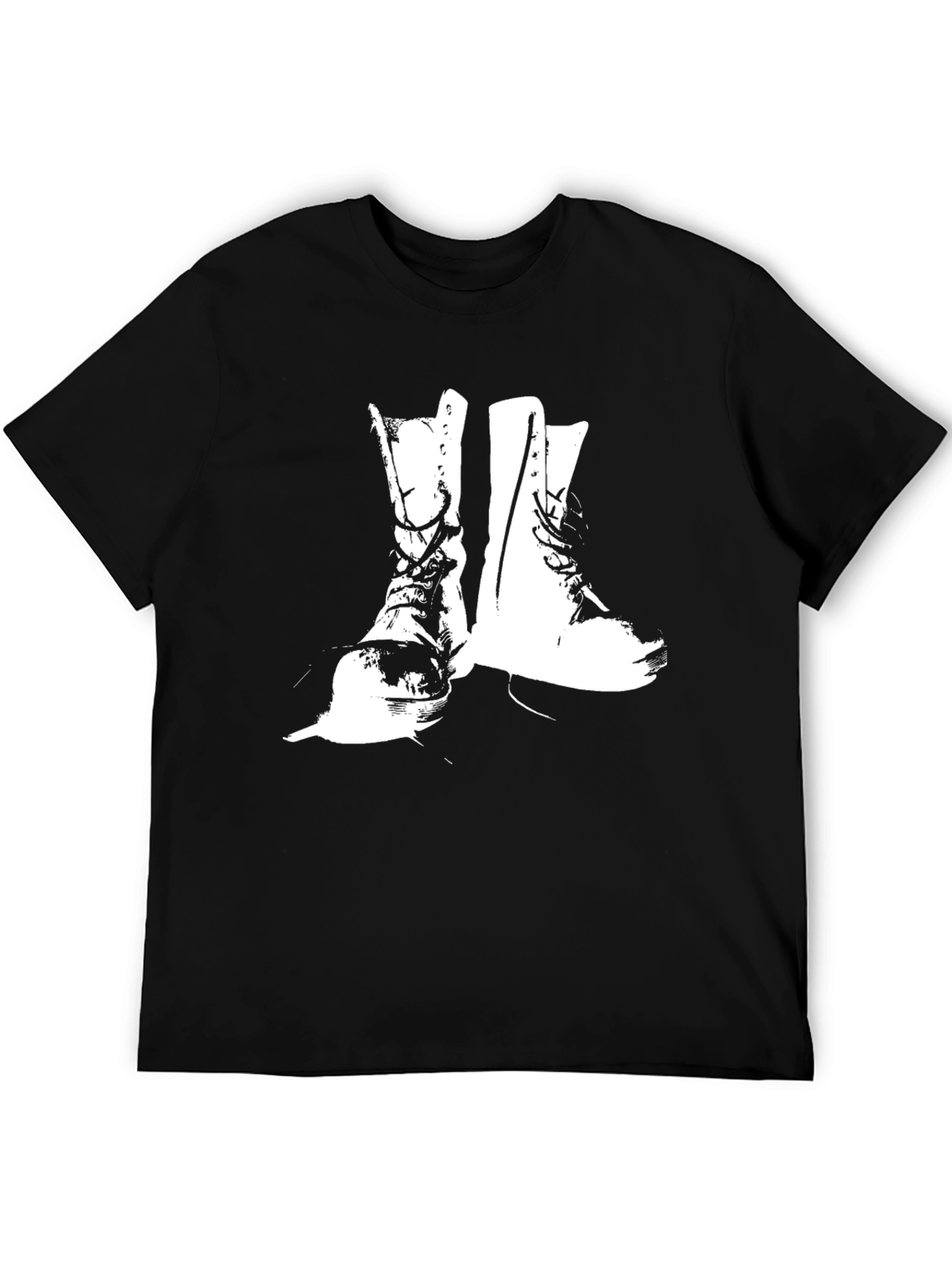 Black Graphic Boots Print T-Shirt - Black view 5