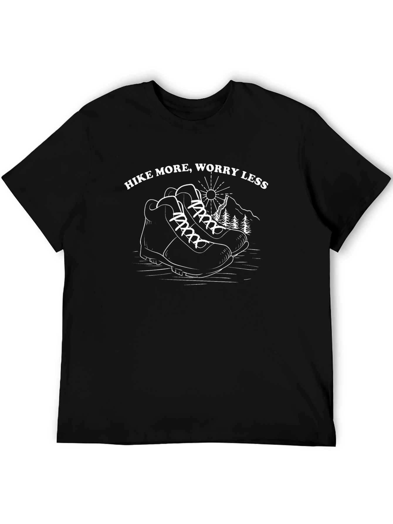 Black Hike More Worry Less Graphic Tee - Black Cotton Shirt view 5