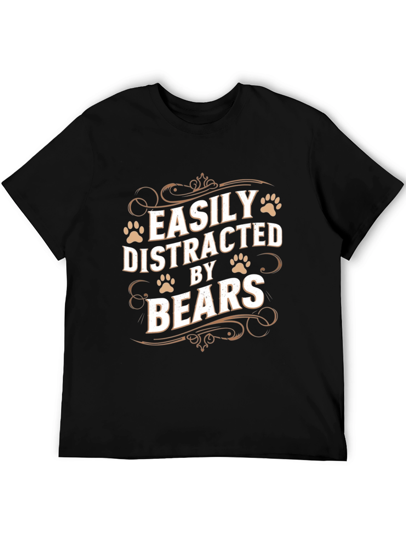 Black Easily Distracted By Bears T-Shirt - Funny Bear Lover Tee view 5