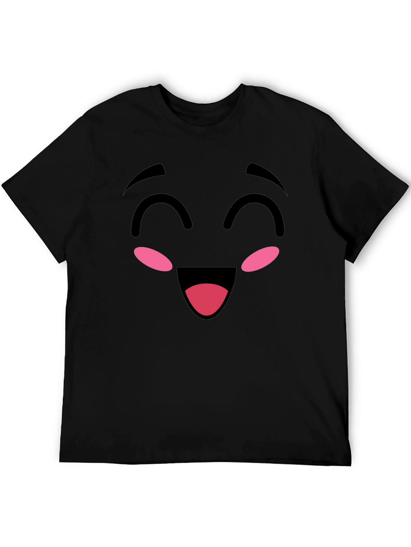Black Happy Face Graphic Tee - Soft Cotton Blend view 5
