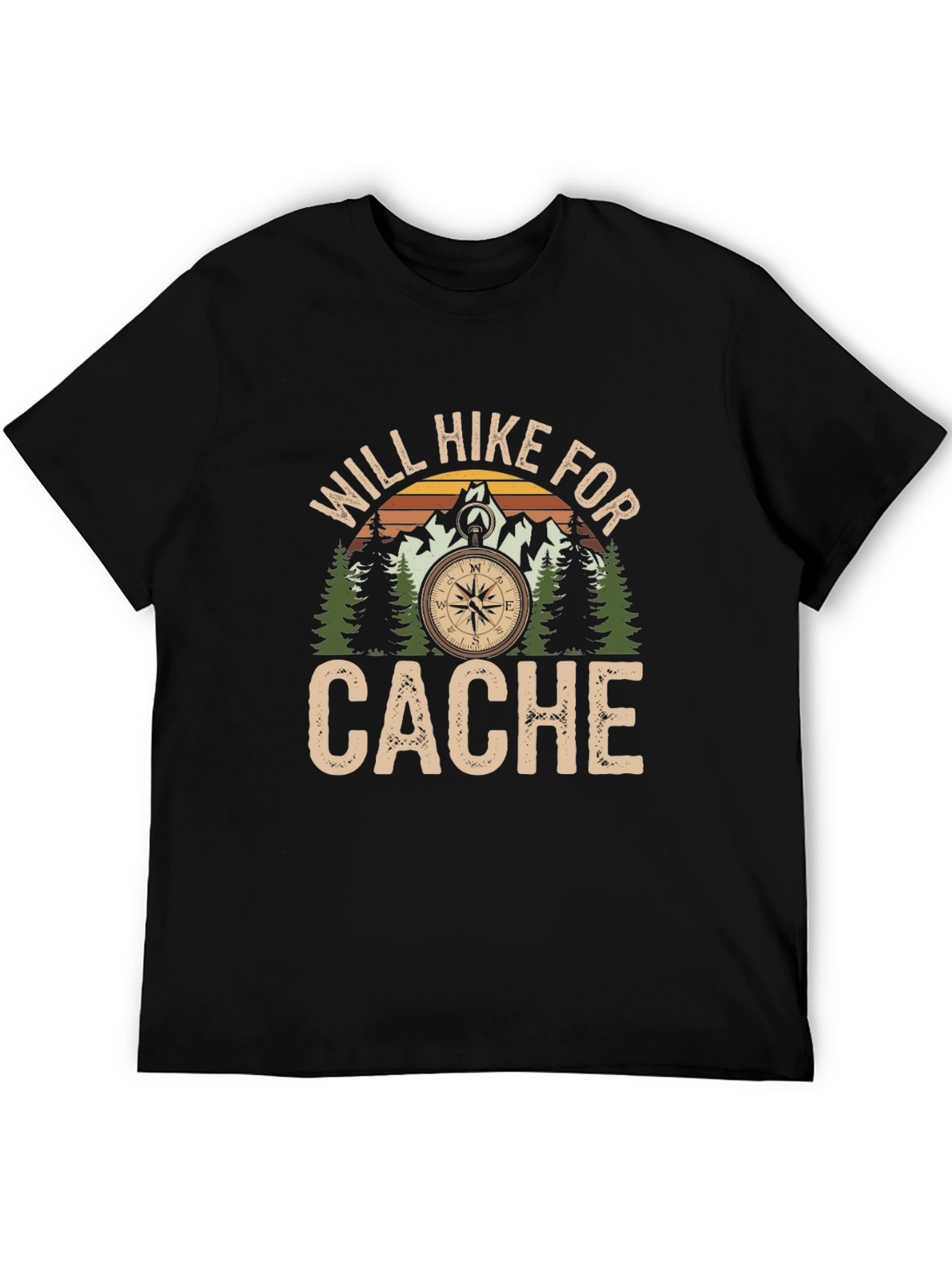 Black Will Hike For Cache Black T-Shirt view 5