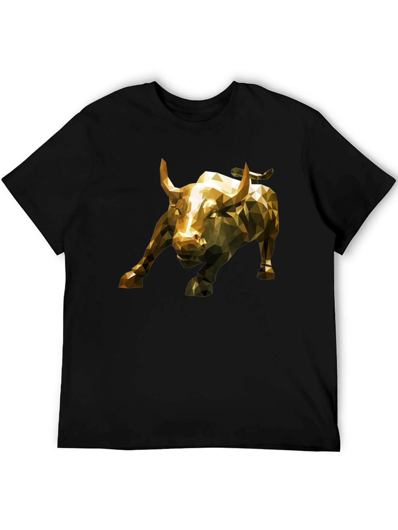 Black Geometric Bull Graphic Tee - Black Short Sleeve T-Shirt view 5