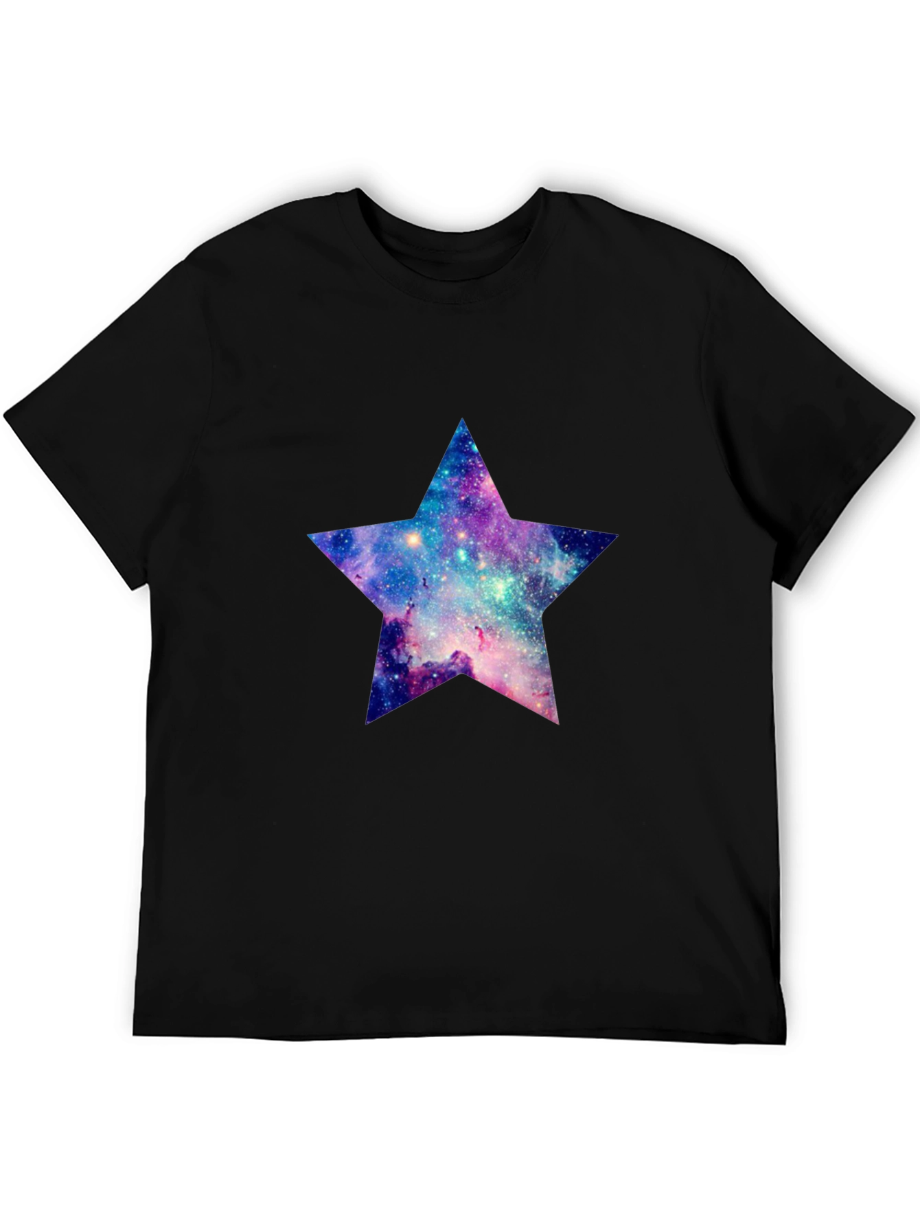 Black Galaxy Star Graphic Tee - Black Cotton Blend view 5