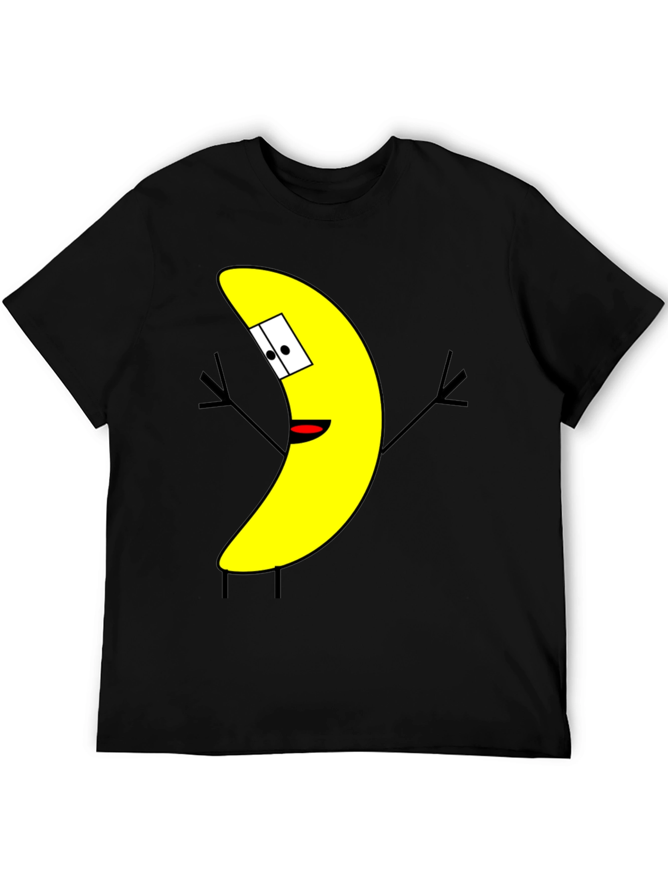 Black Banana Cartoon Character Black T-Shirt view 5