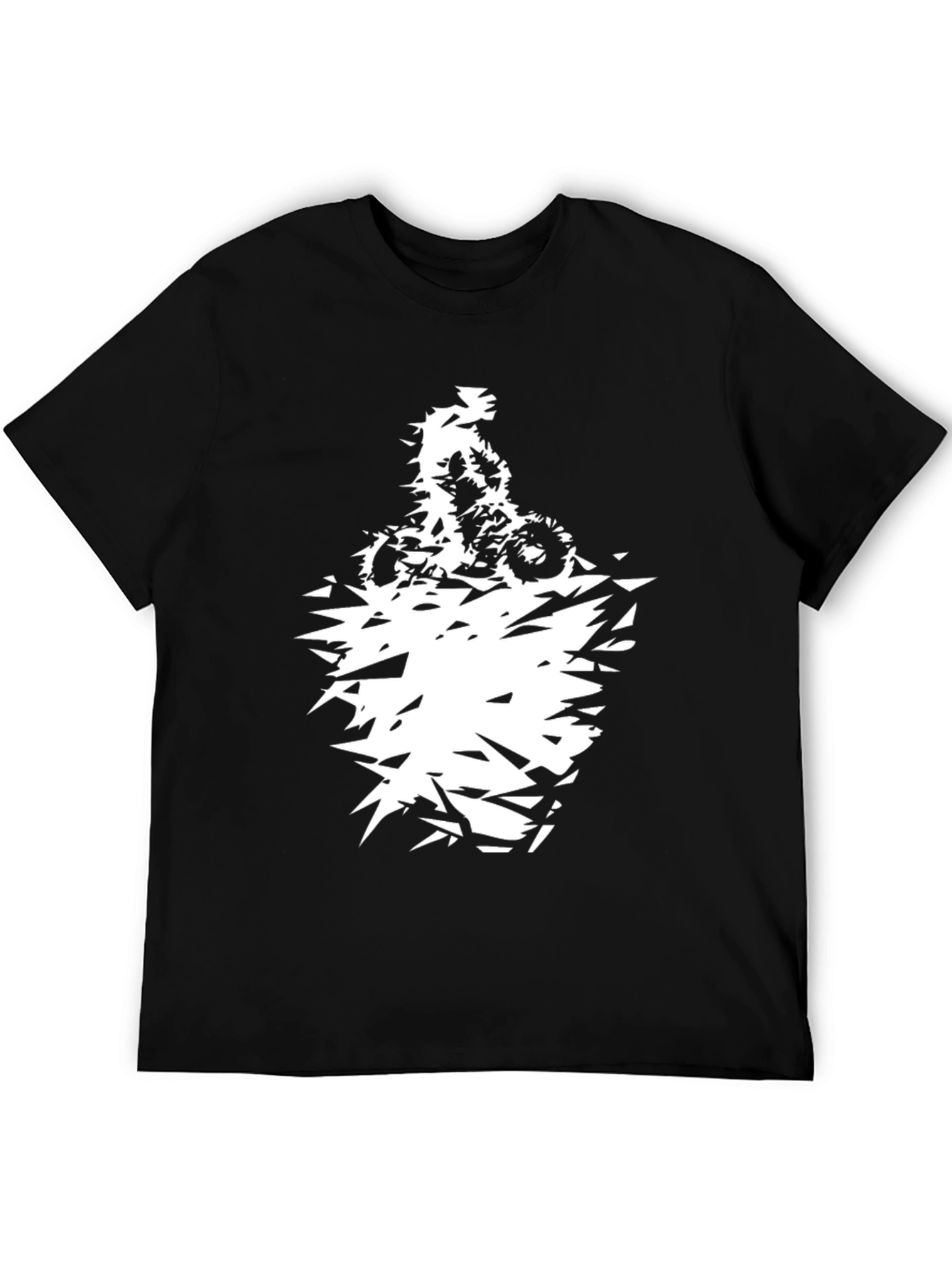 Black Men's Black Graphic Tee - Abstract Motorcycle view 5