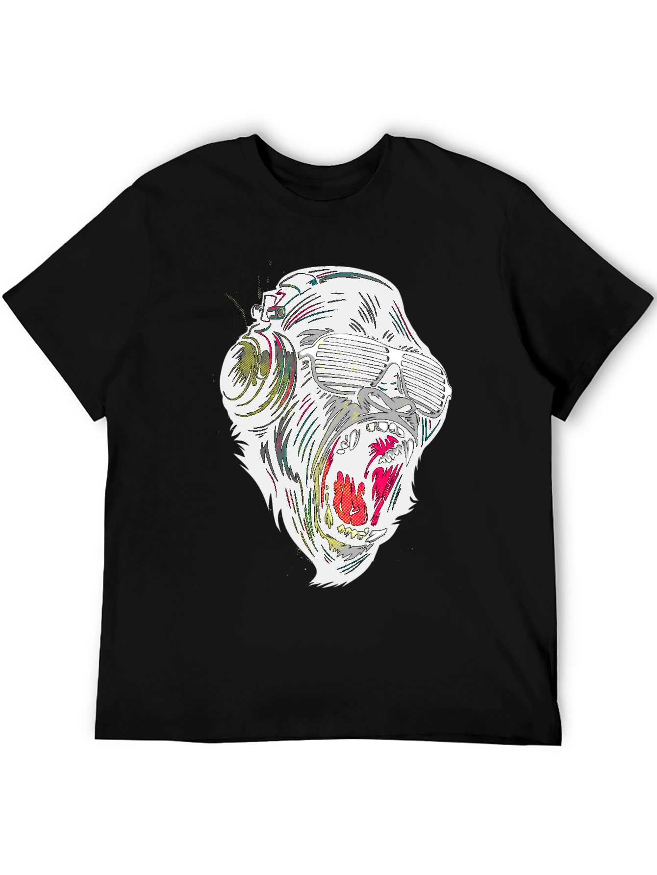 Black Cool Gorilla Graphic Tee - Black Cotton Blend Shirt view 5