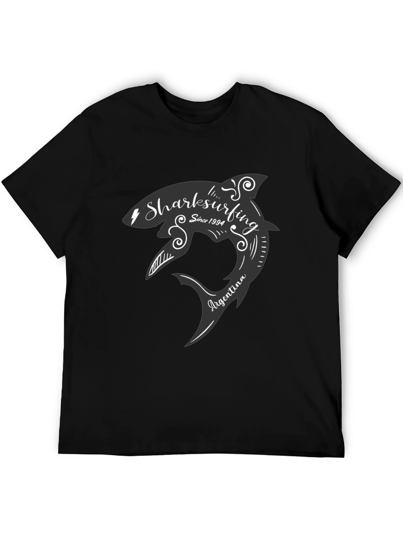 Black Sharksurfing T-Shirt - Argentina Surf Tee view 5