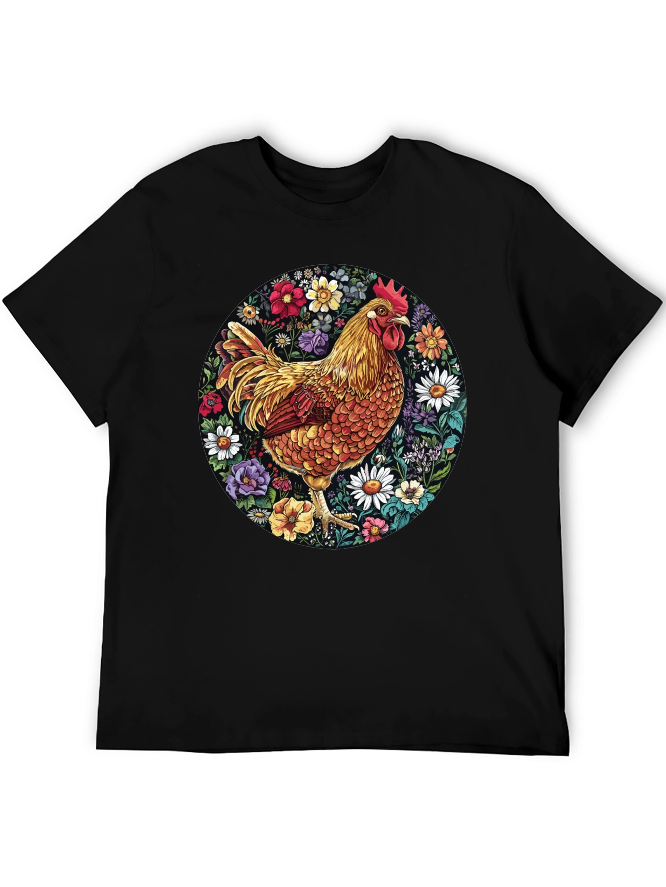 Black Floral Chicken Graphic Tee view 5