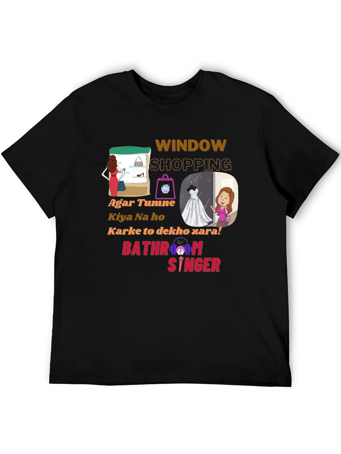Black Window Shopping Graphic T-Shirt - Bathroom Singer view 5