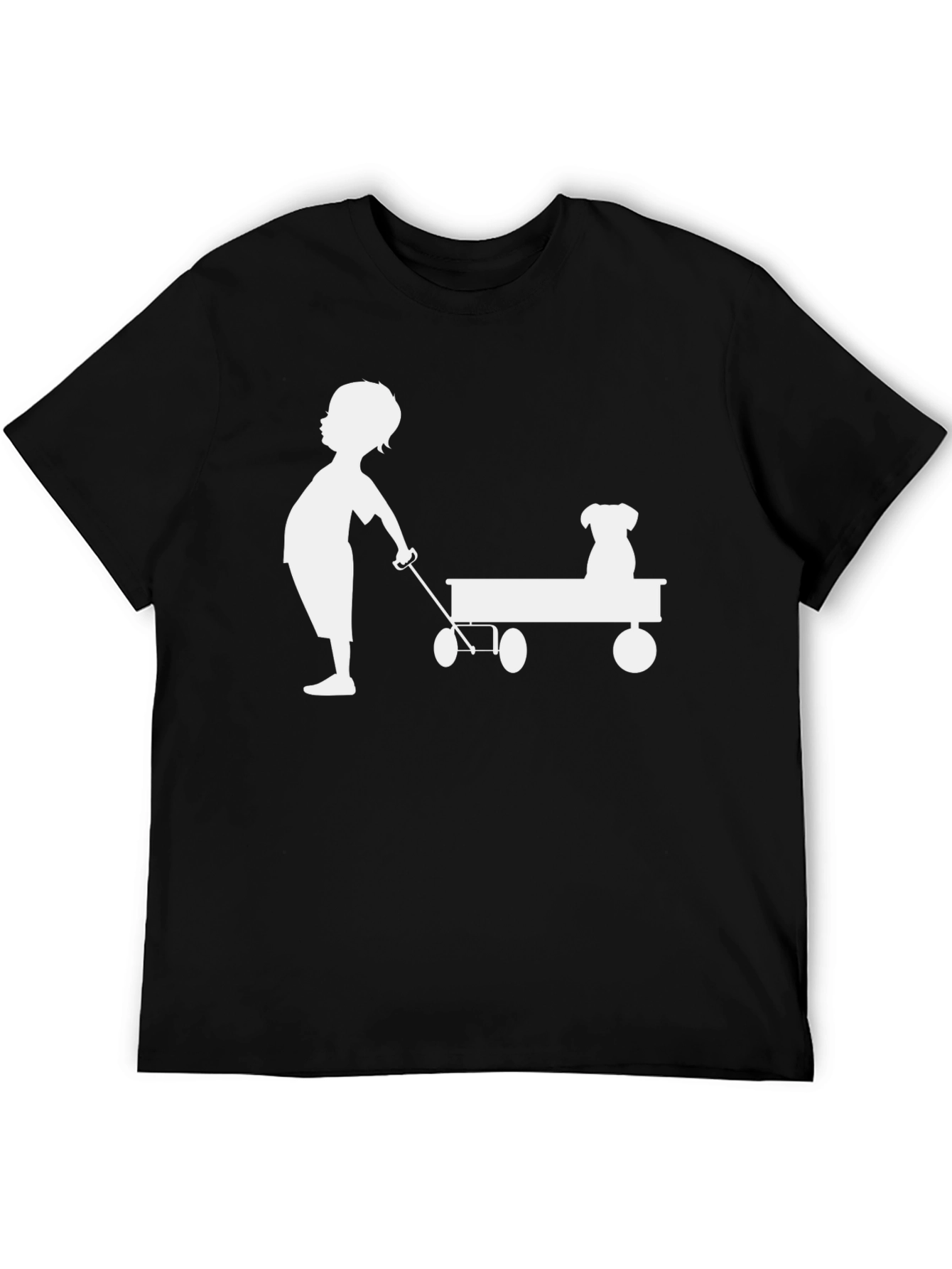 Black Boy and Dog Wagon Tee - Classic Black Cotton view 5