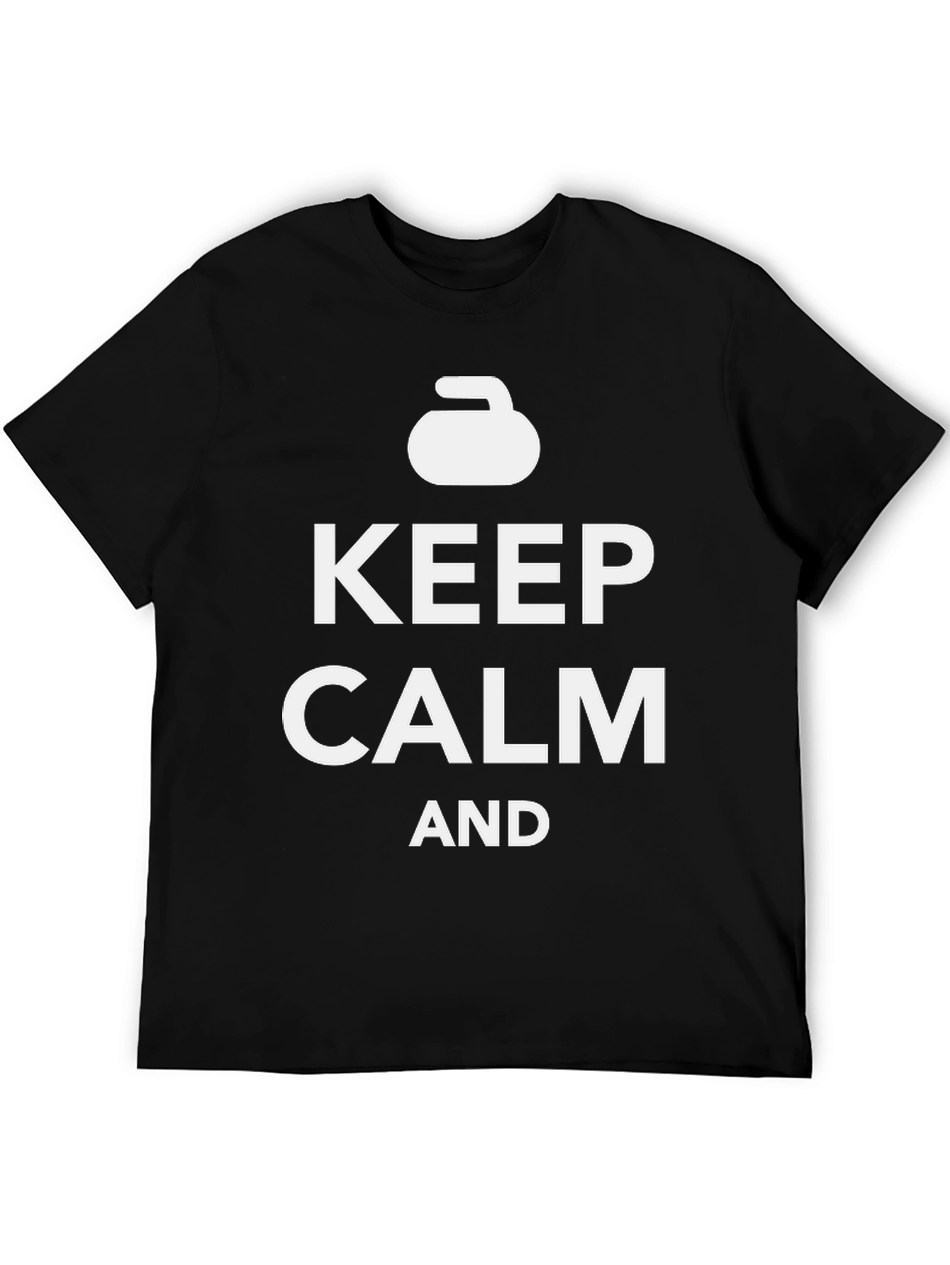 Black Keep Calm and Curl - Fun Curling T-Shirt view 5