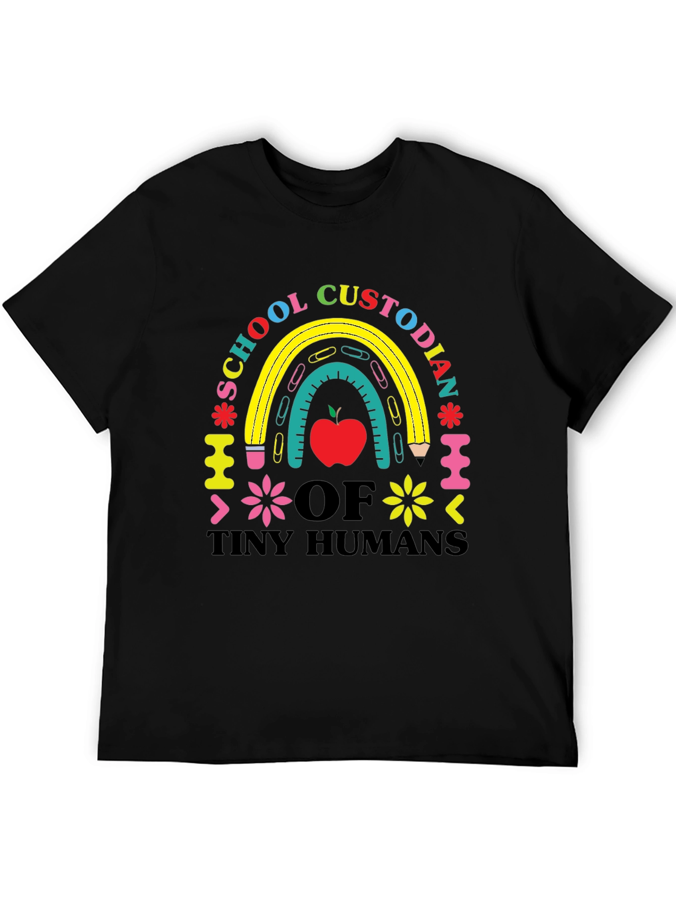 Black School Custodian of Tiny Humans T-Shirt view 5