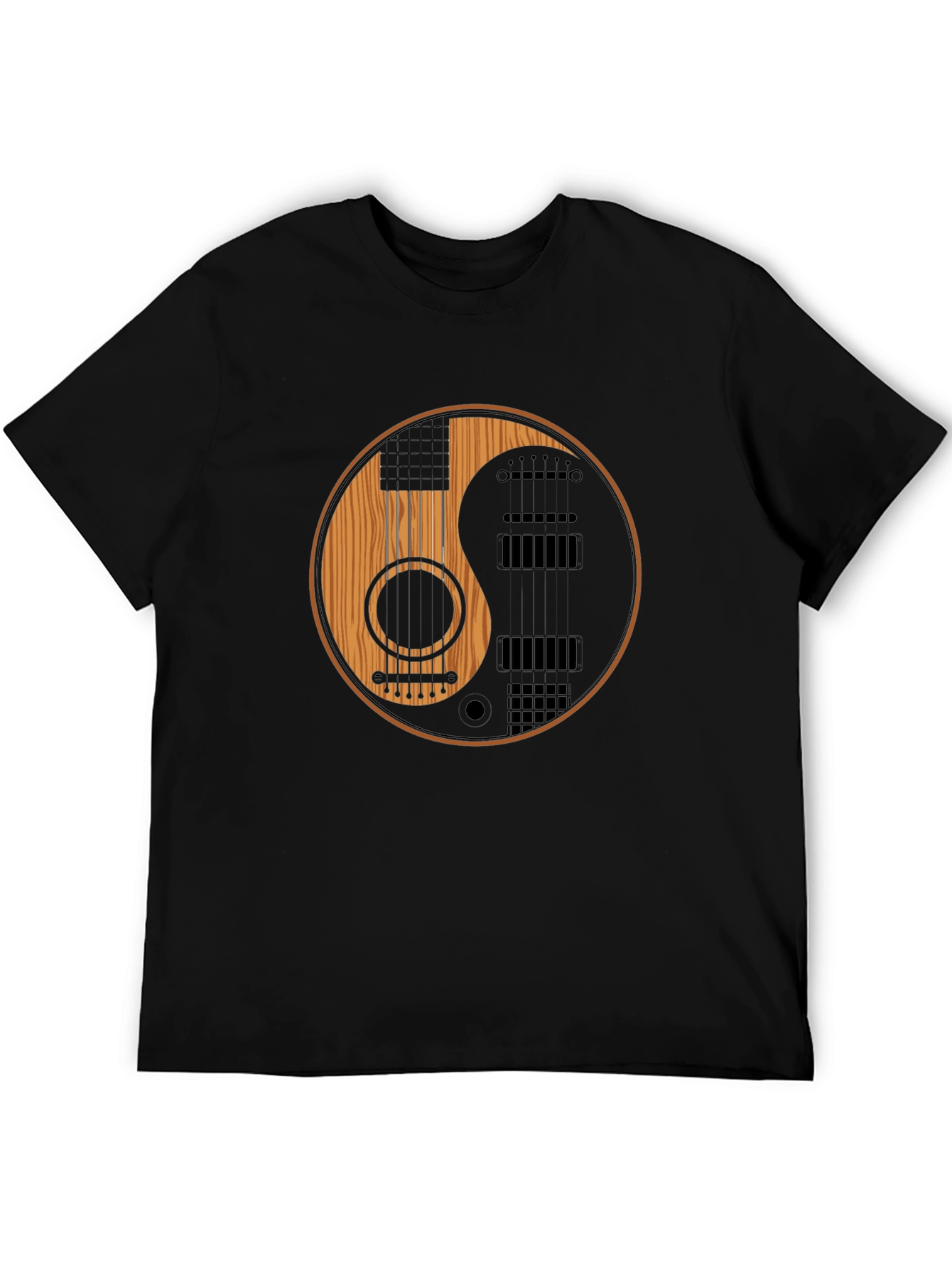 Black Yin Yang Guitar T-Shirt view 5