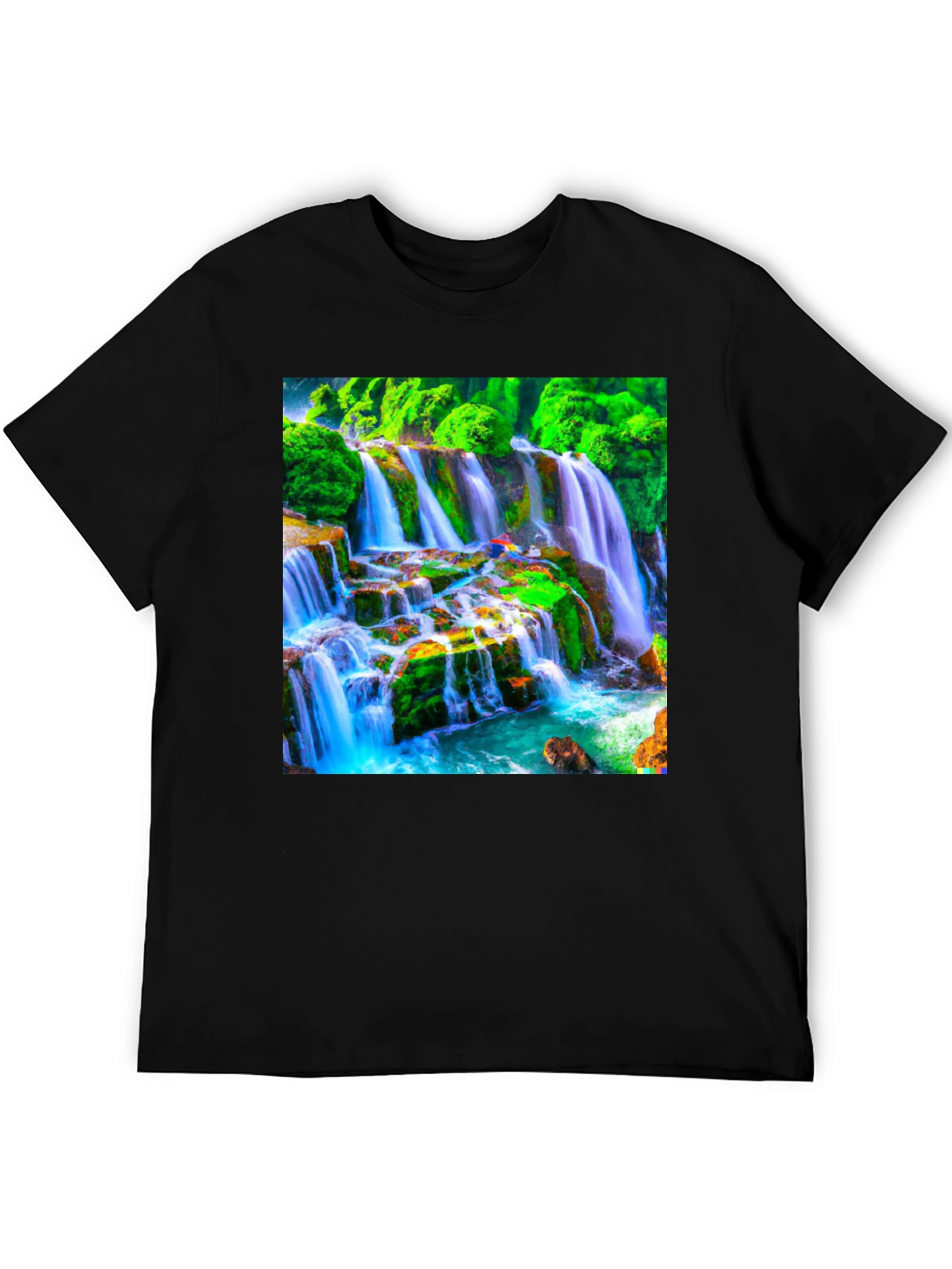 Black Waterfall Graphic Tee - Nature Lover's T-Shirt view 5